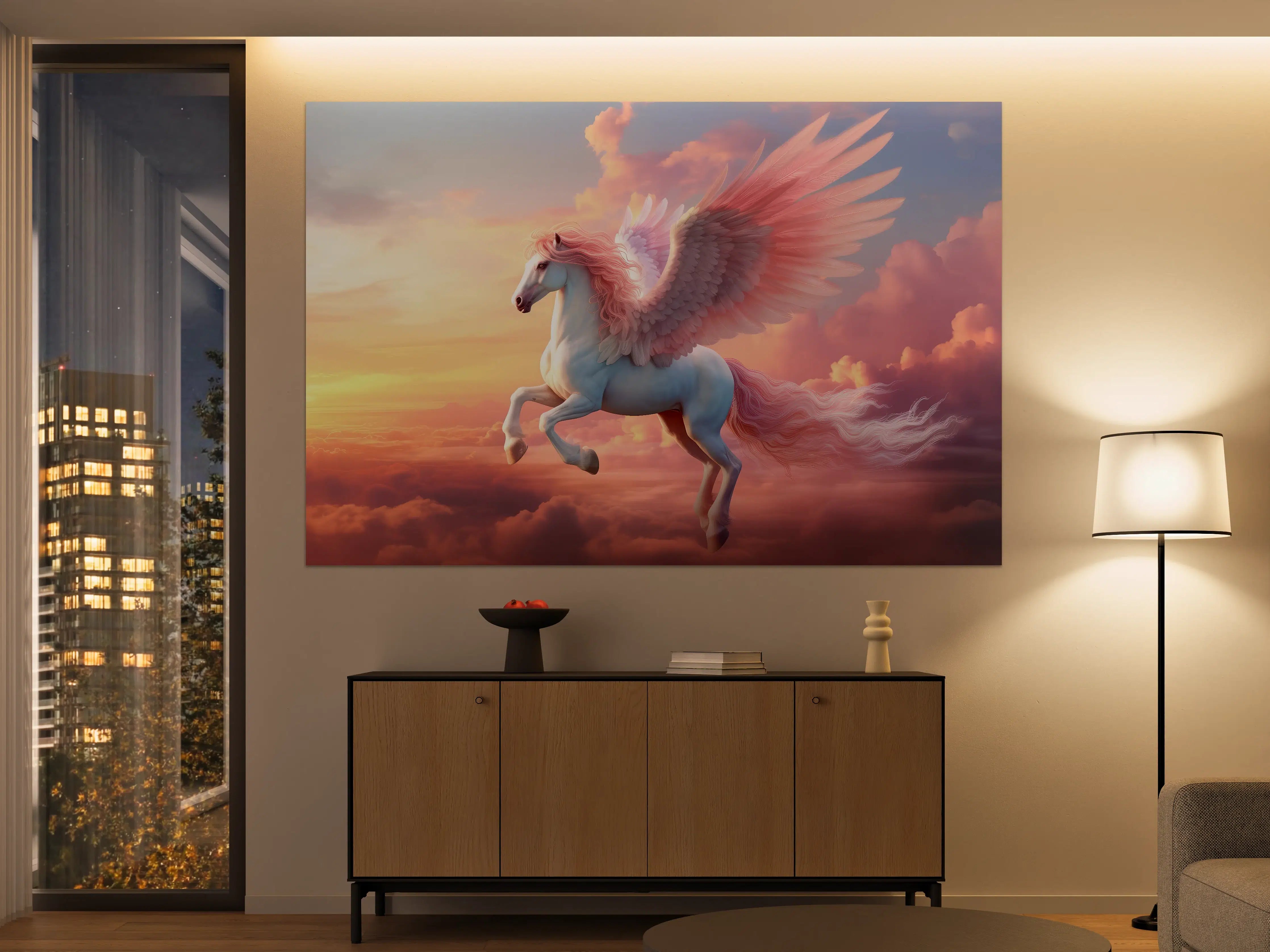Große Wandbilder - Magischer Pegasus im Sonnenuntergang