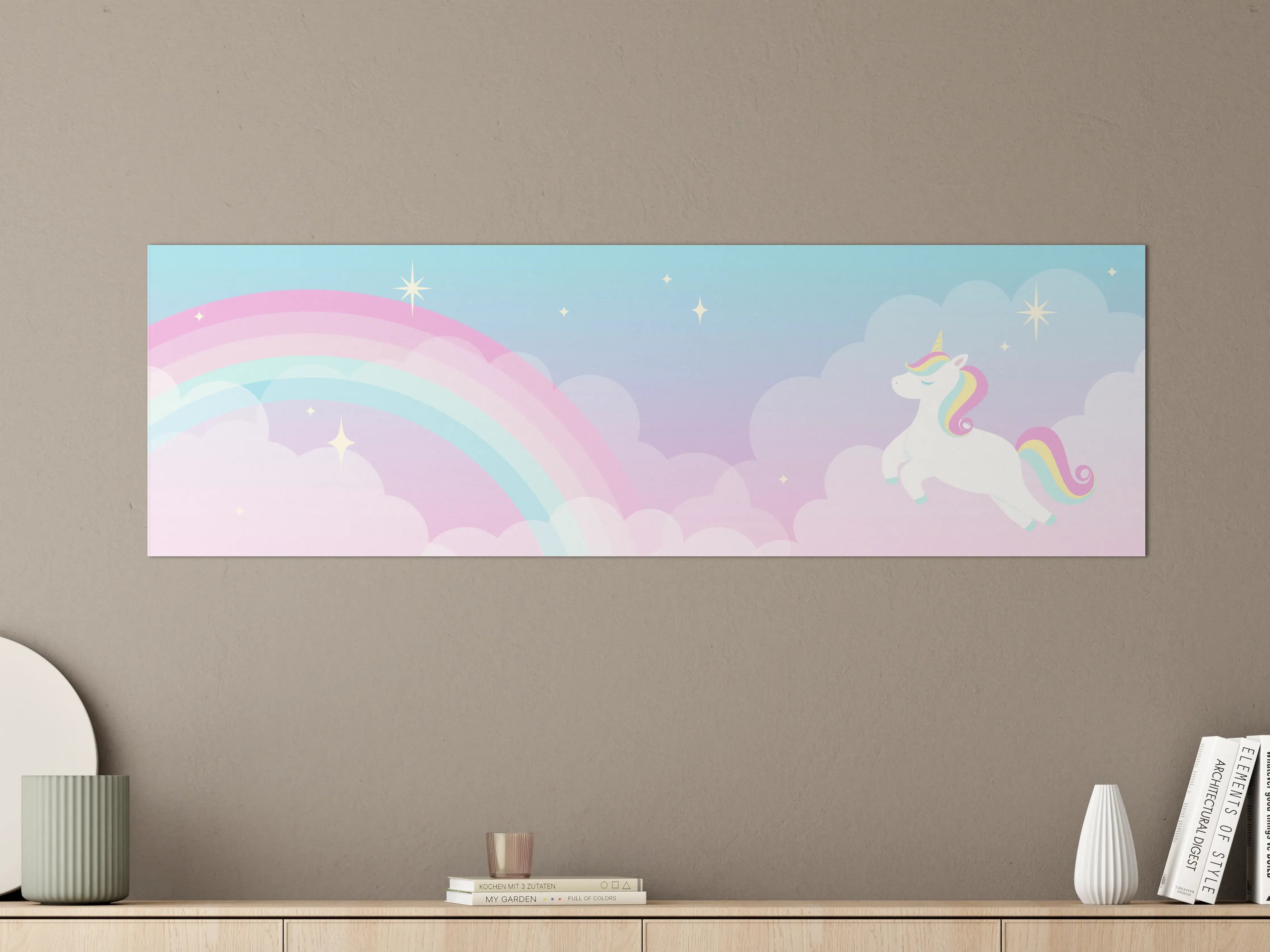 Große Wandbilder - Magischer Regenbogen mit Einhorn