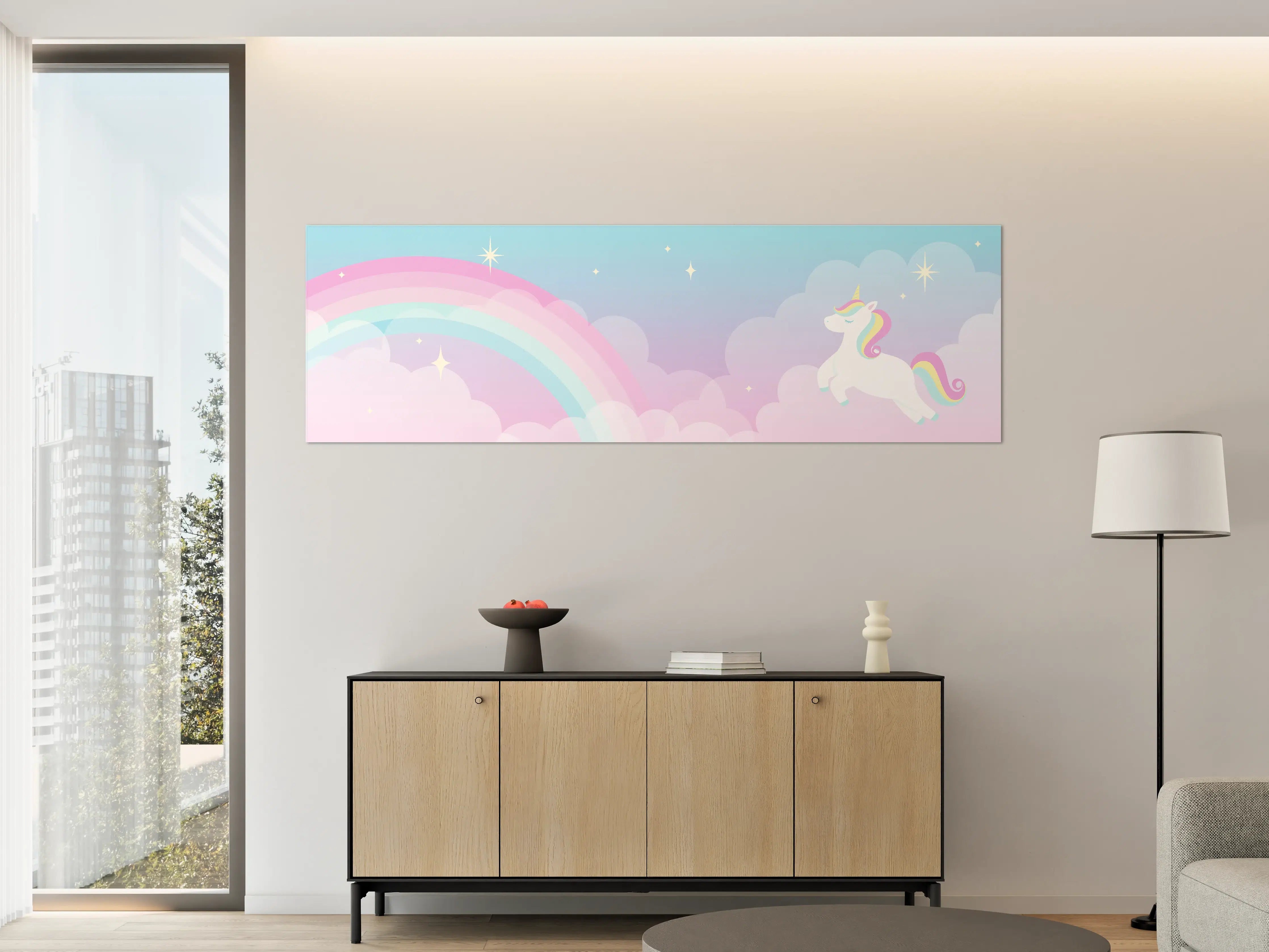 Große Wandbilder - Magischer Regenbogen mit Einhorn