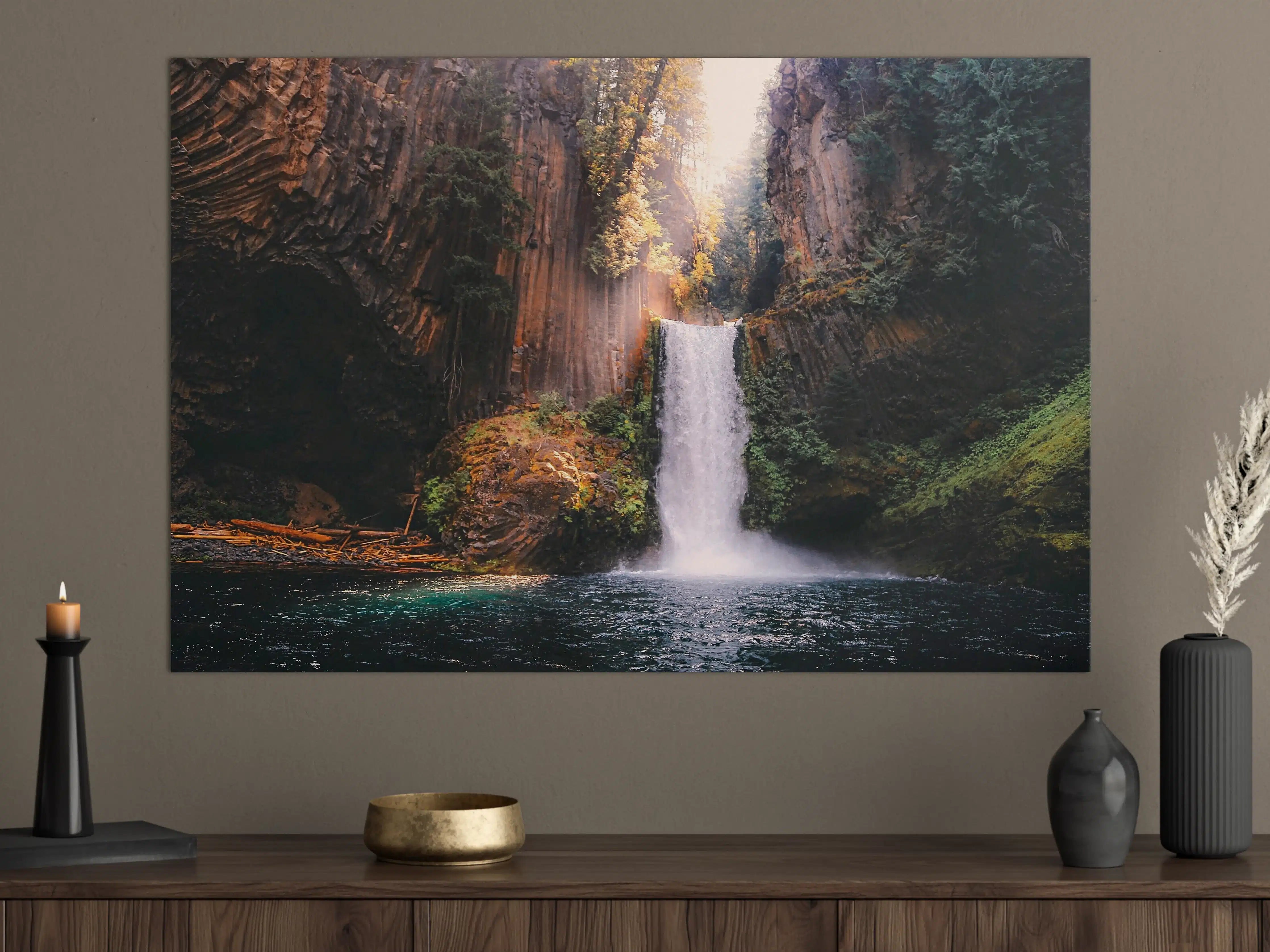 Große Wandbilder - Majestärer Wasserfall inmitten von Natur