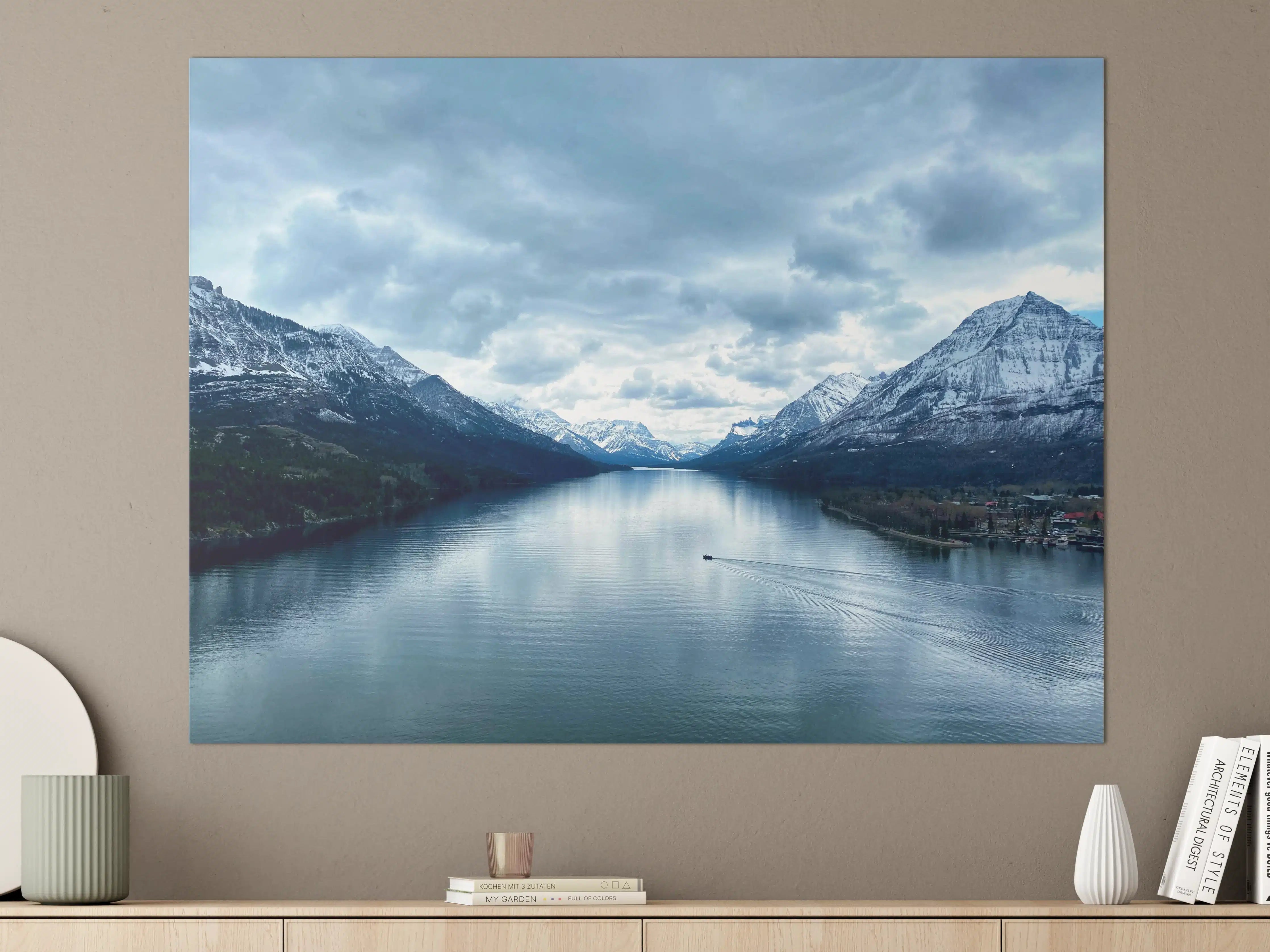 Große Wandbilder - Majestätische Berge und ruhiger See