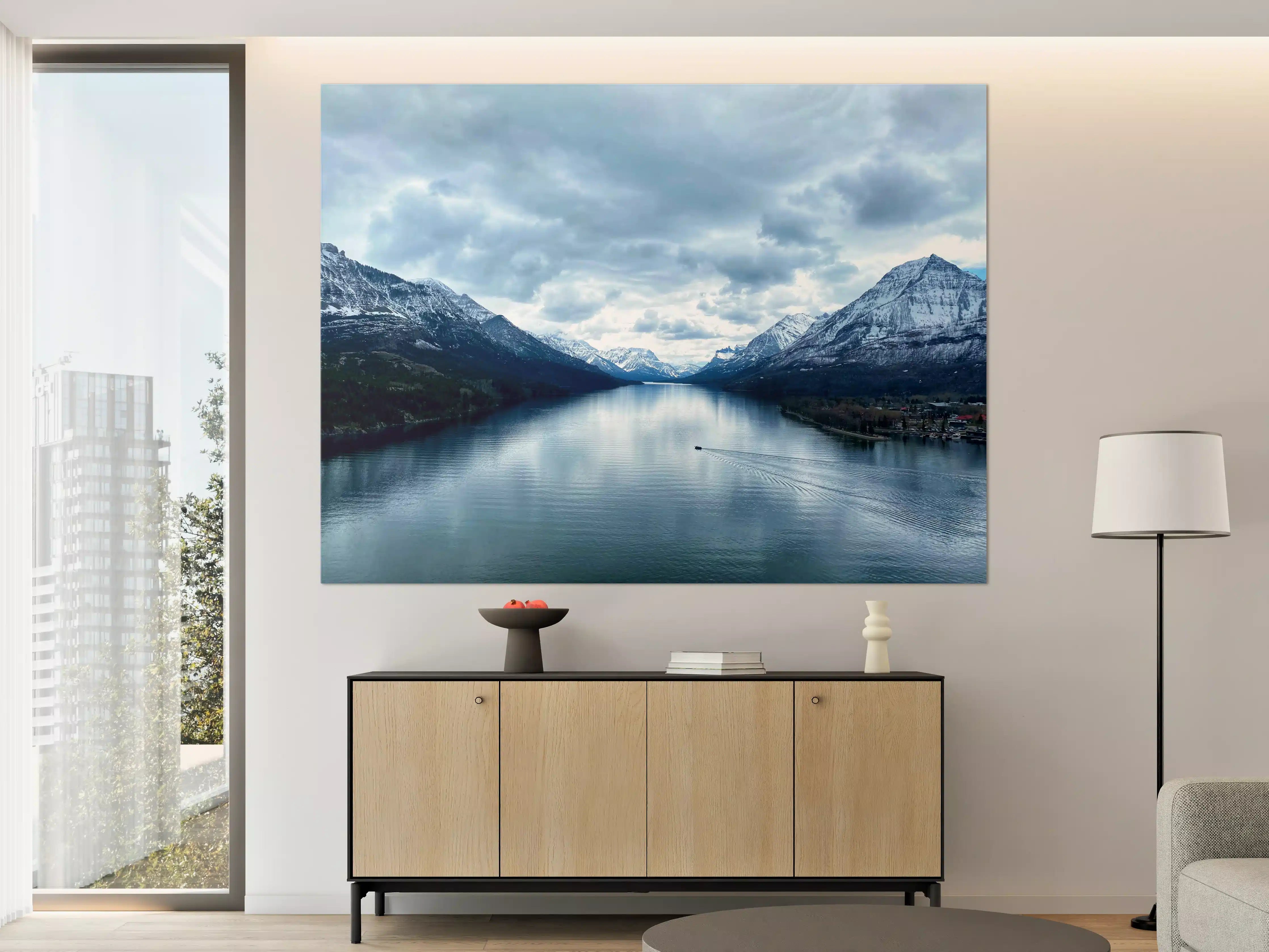 Große Wandbilder - Majestätische Berge und ruhiger See