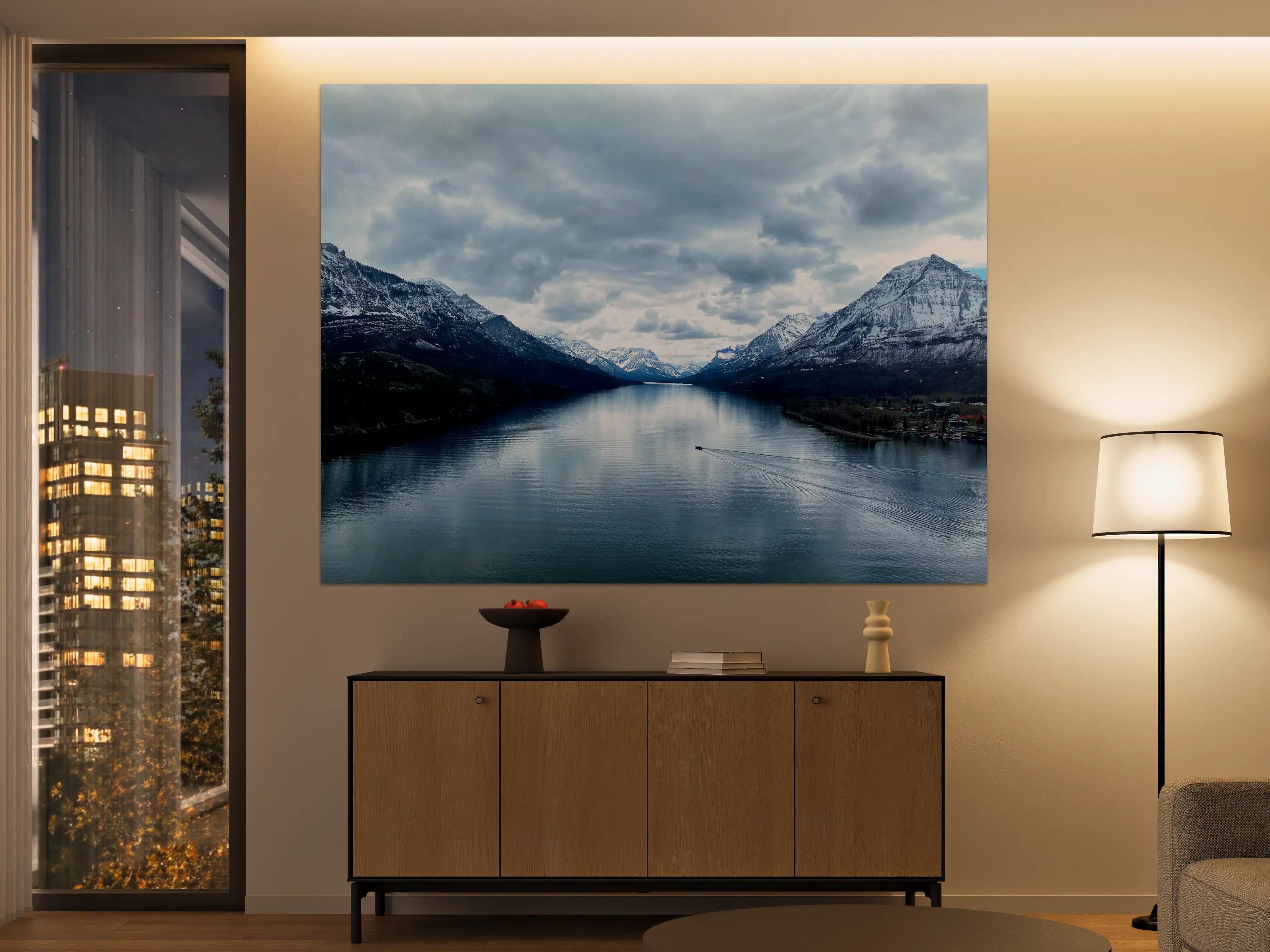 Große Wandbilder - Majestätische Berge und ruhiger See
