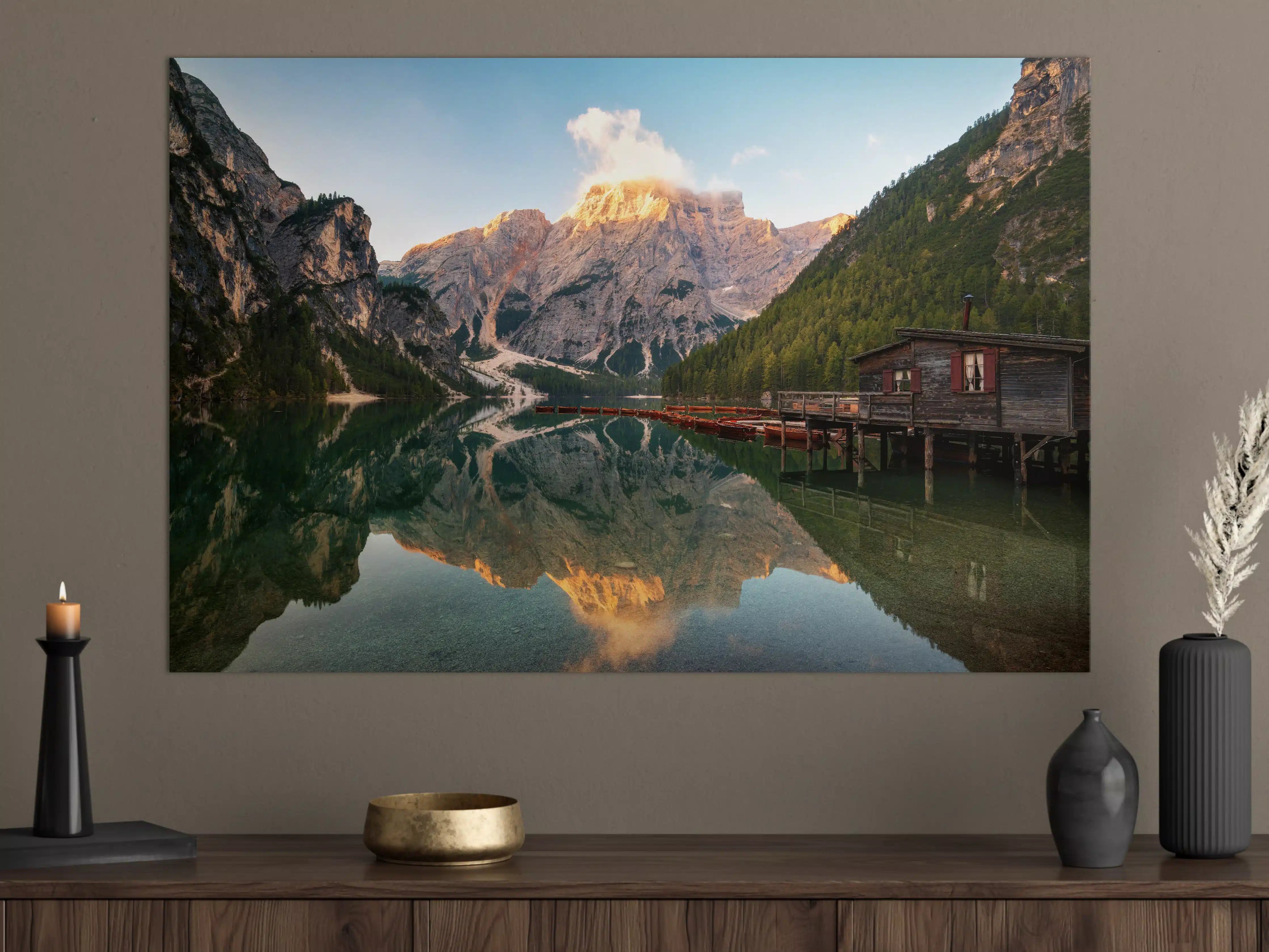 Große Wandbilder - Majestätische Bergkulisse mit ruhigem See