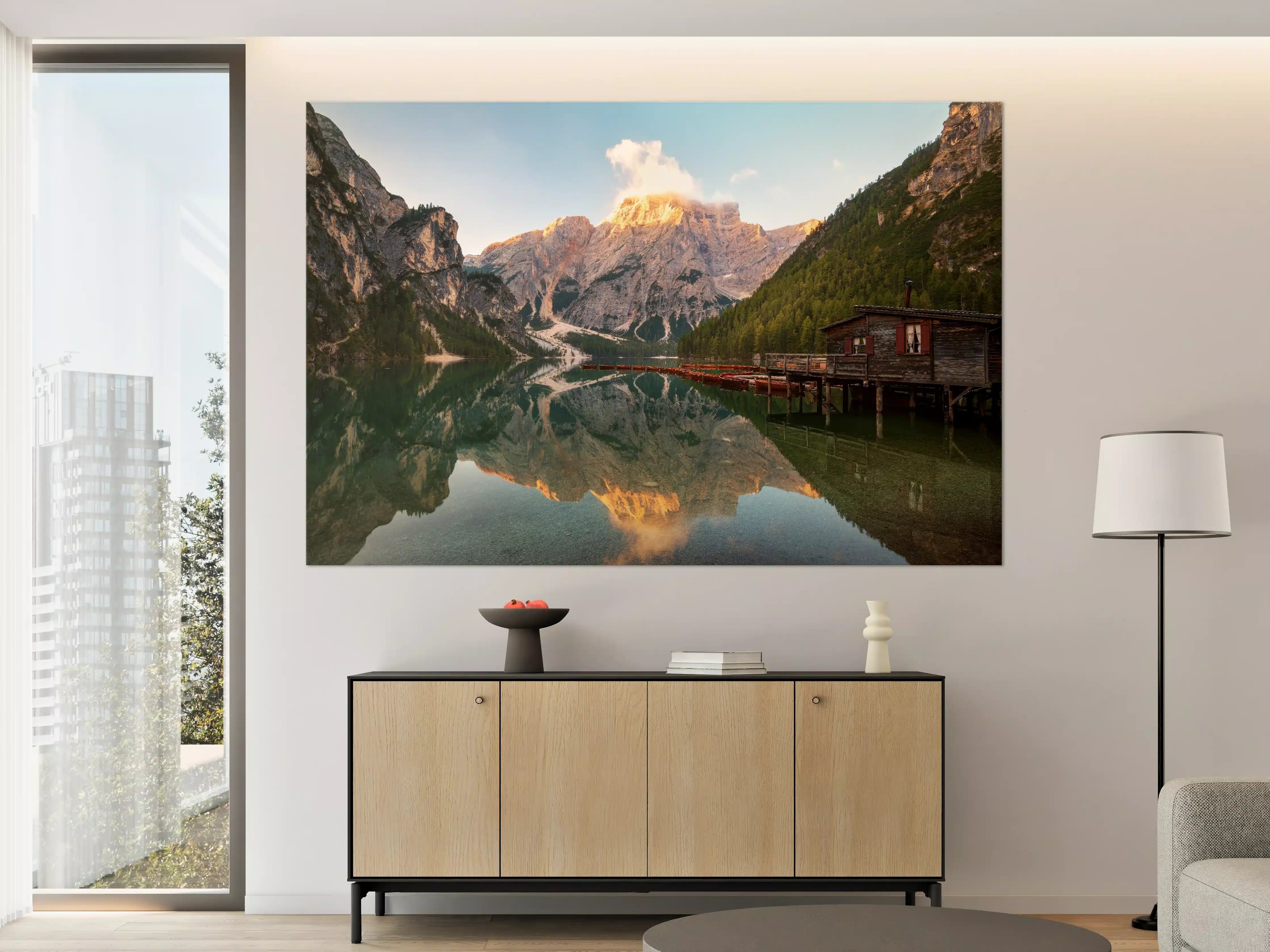 Große Wandbilder - Majestätische Bergkulisse mit ruhigem See