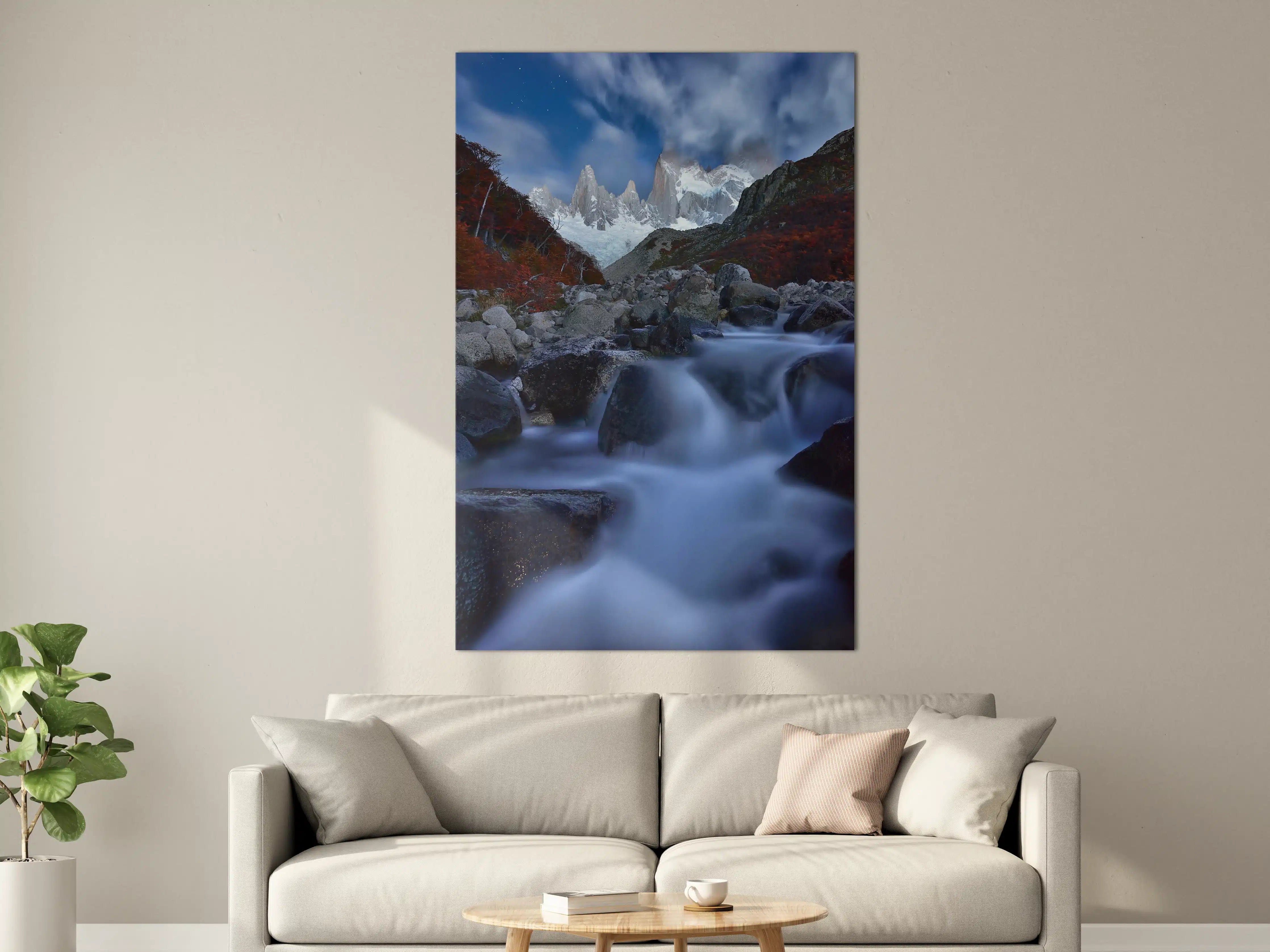Große Wandbilder - Majestätische Berglandschaft bei Nacht
