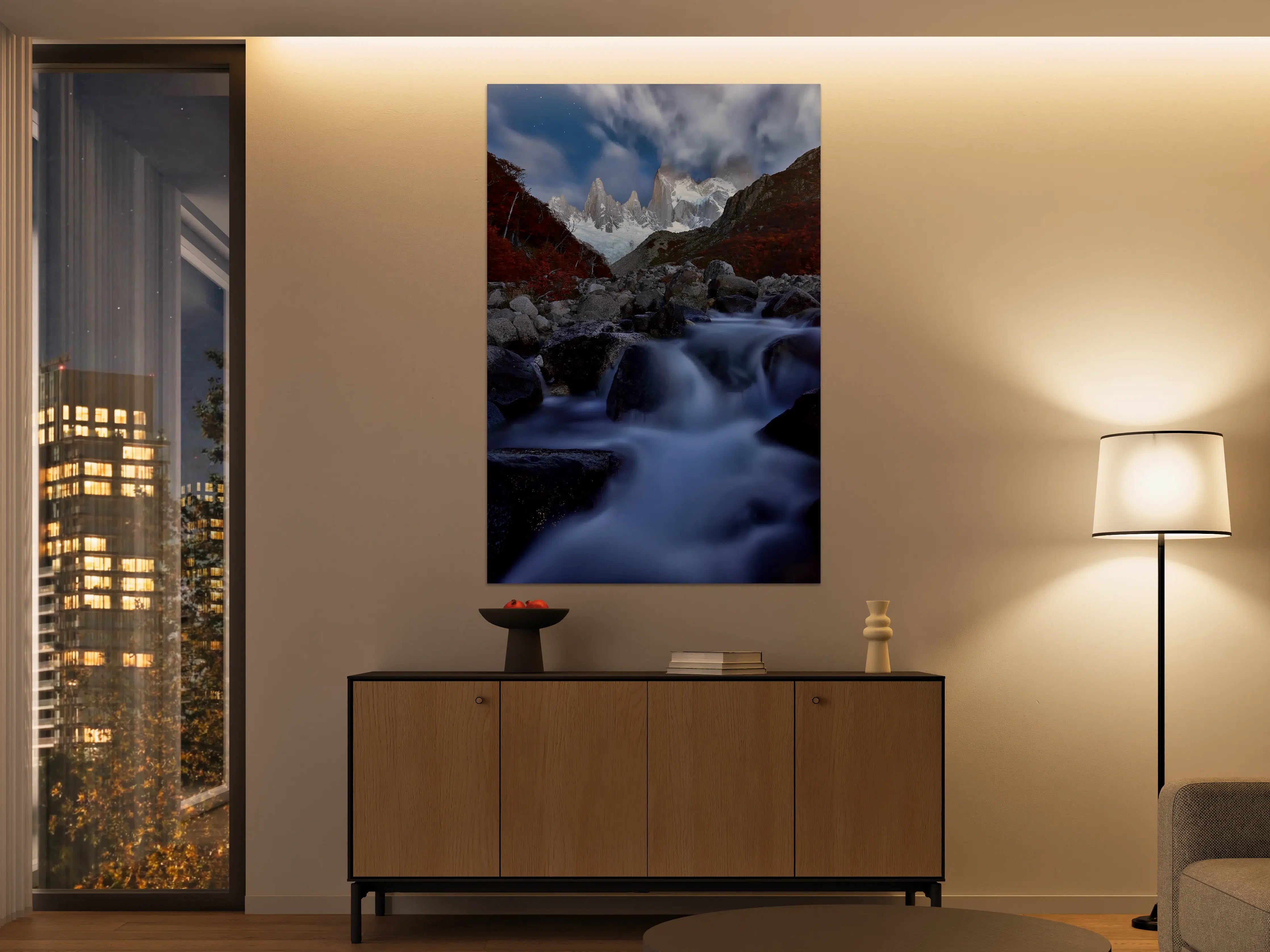 Große Wandbilder - Majestätische Berglandschaft bei Nacht