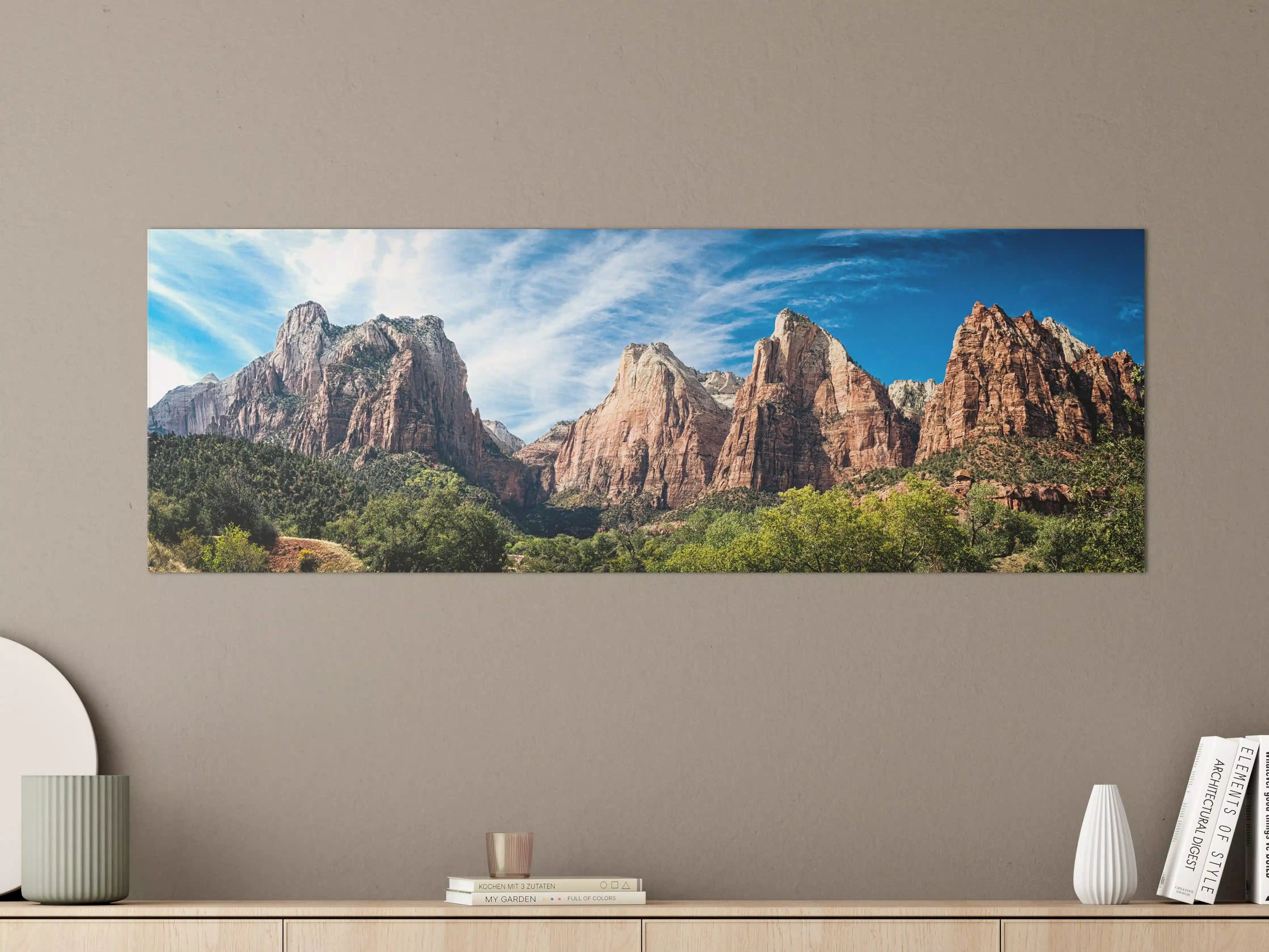 Große Wandbilder - Majestätische Berglandschaft bei sonnigem Himmel