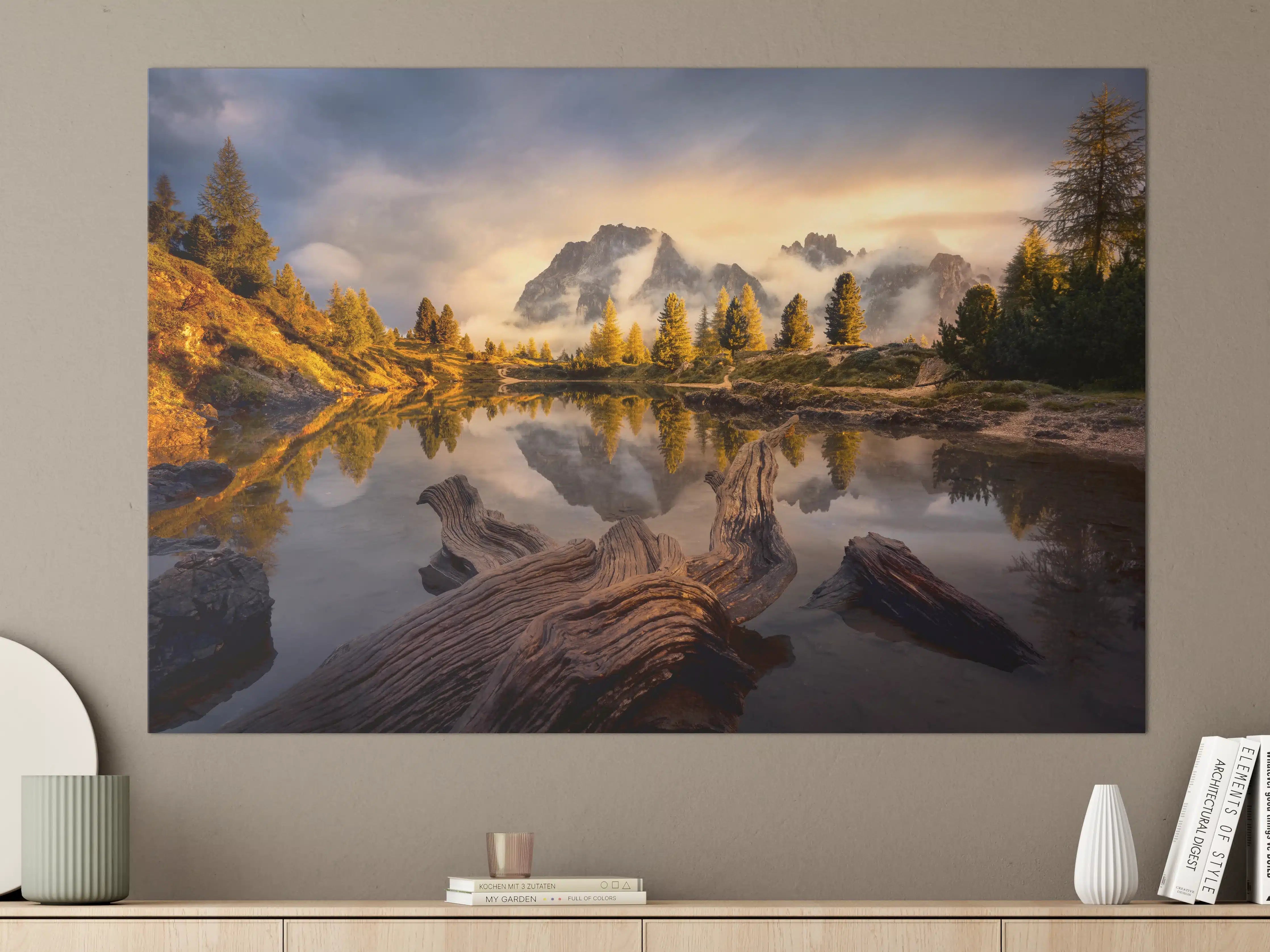 Große Wandbilder - Majestätische Berglandschaft im Sonnenaufgang