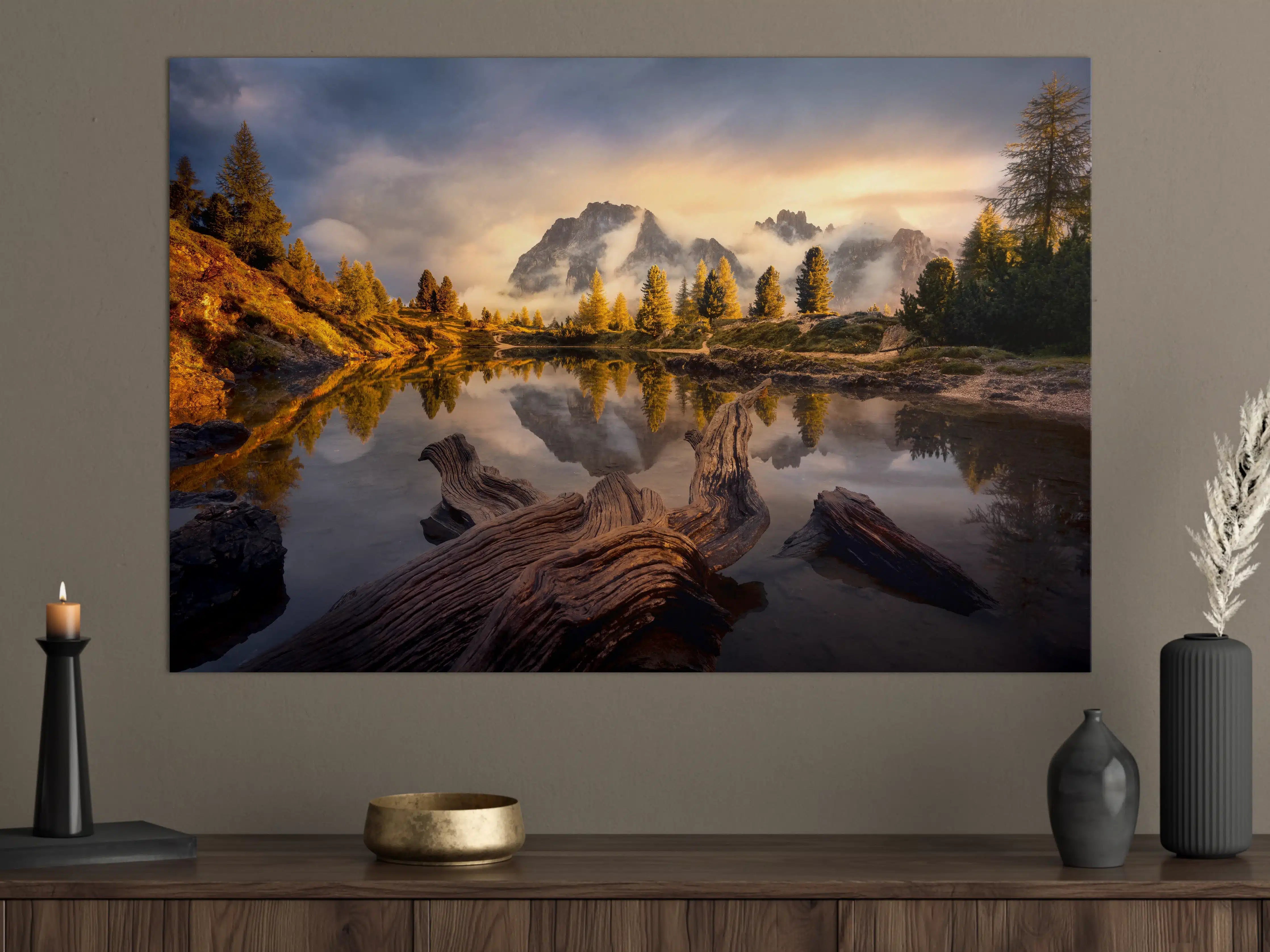 Große Wandbilder - Majestätische Berglandschaft im Sonnenaufgang