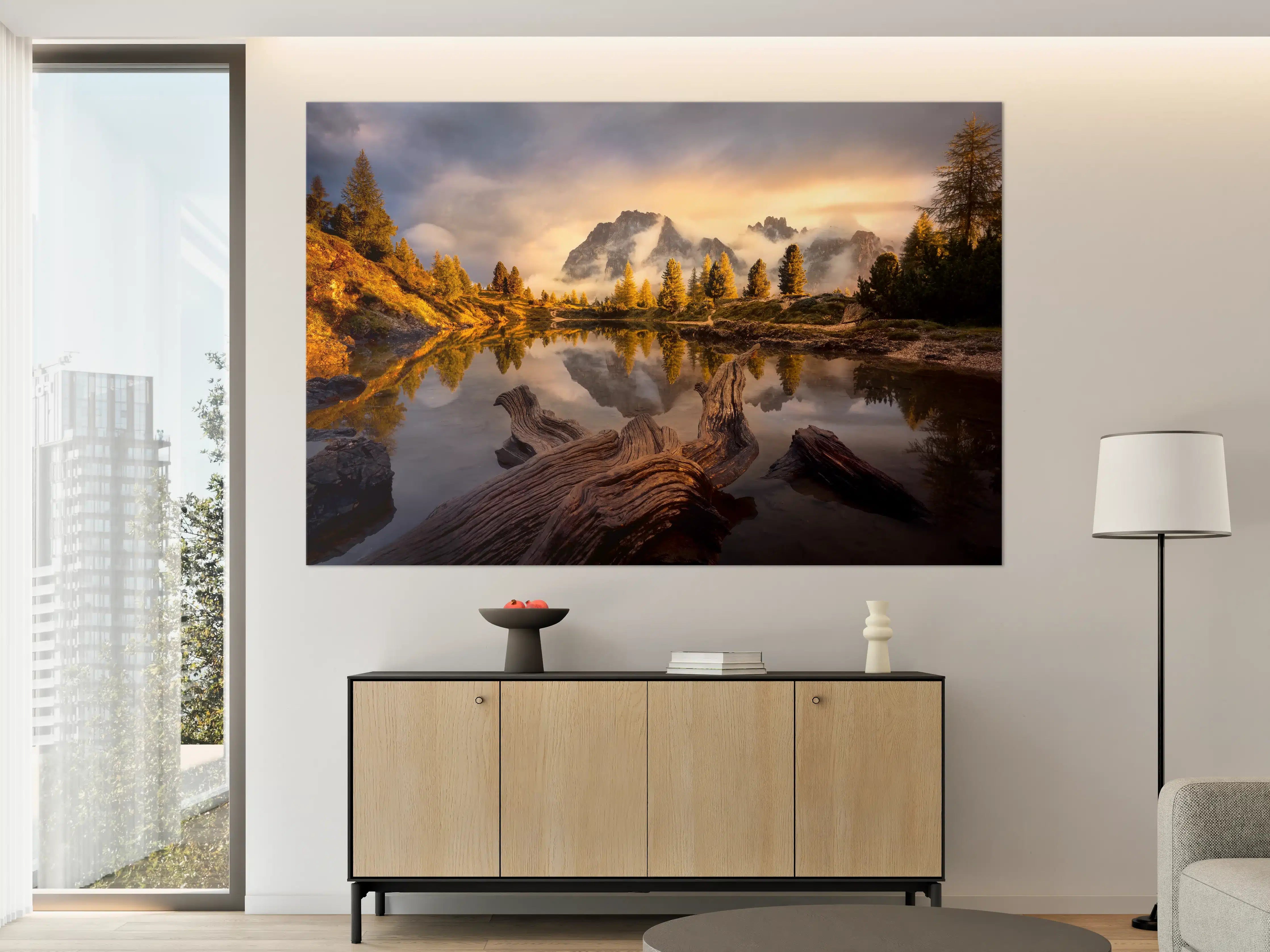 Große Wandbilder - Majestätische Berglandschaft im Sonnenaufgang