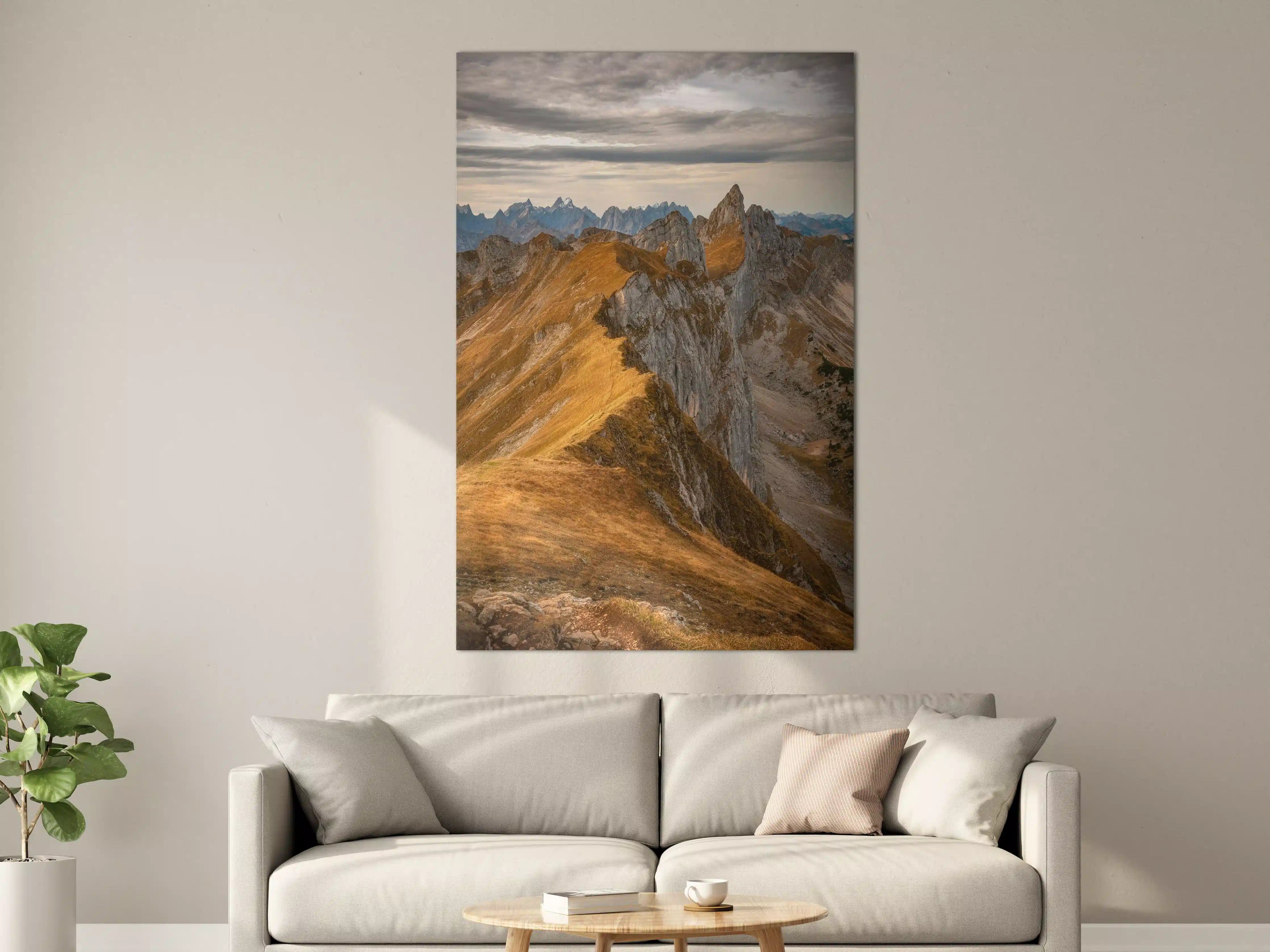 Große Wandbilder - Majestätische Bergpyramiden in Sonnenuntergangsstimmung