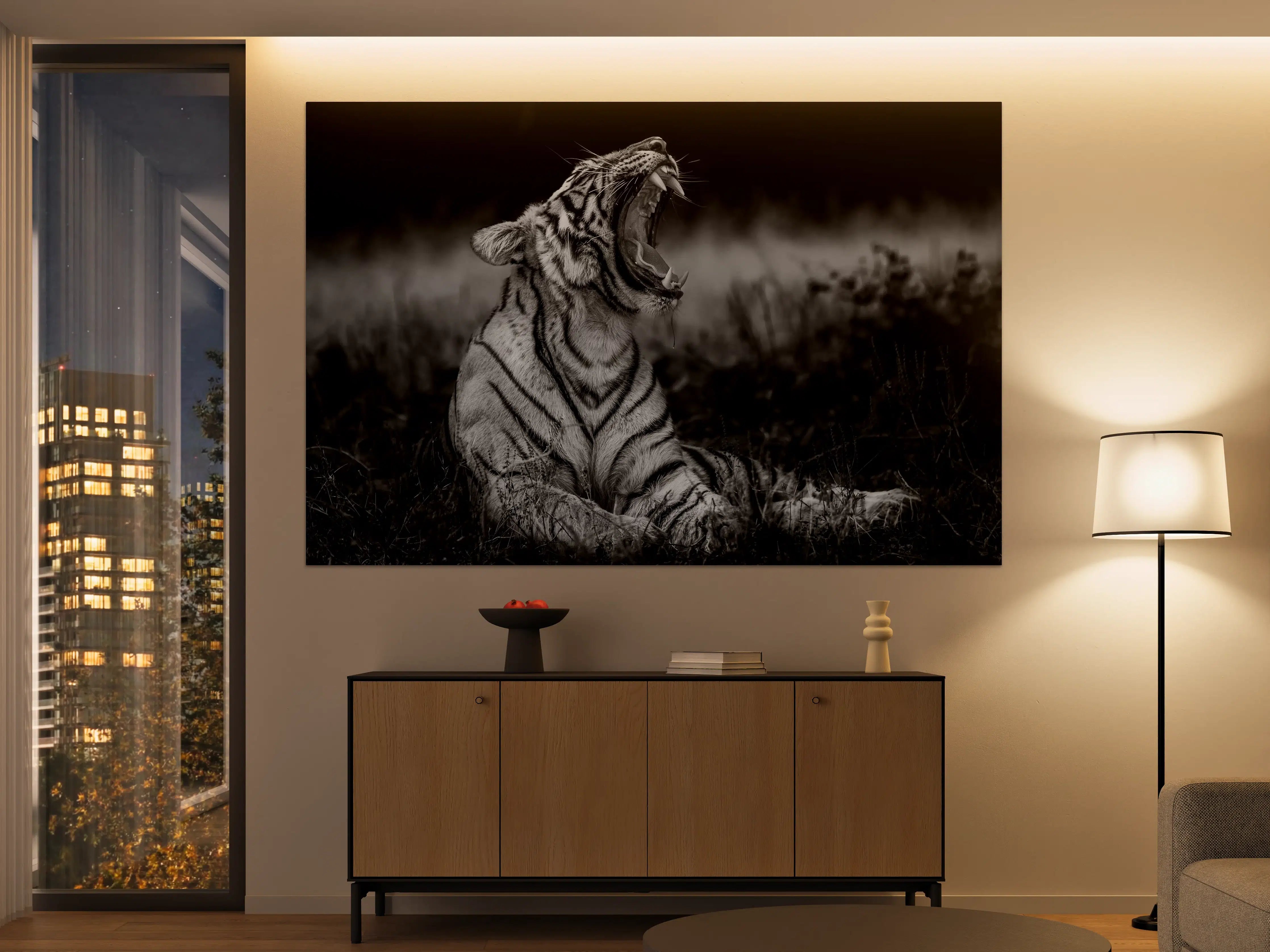 Große Wandbilder - Majestätischer Tiger in Schwarzweiß