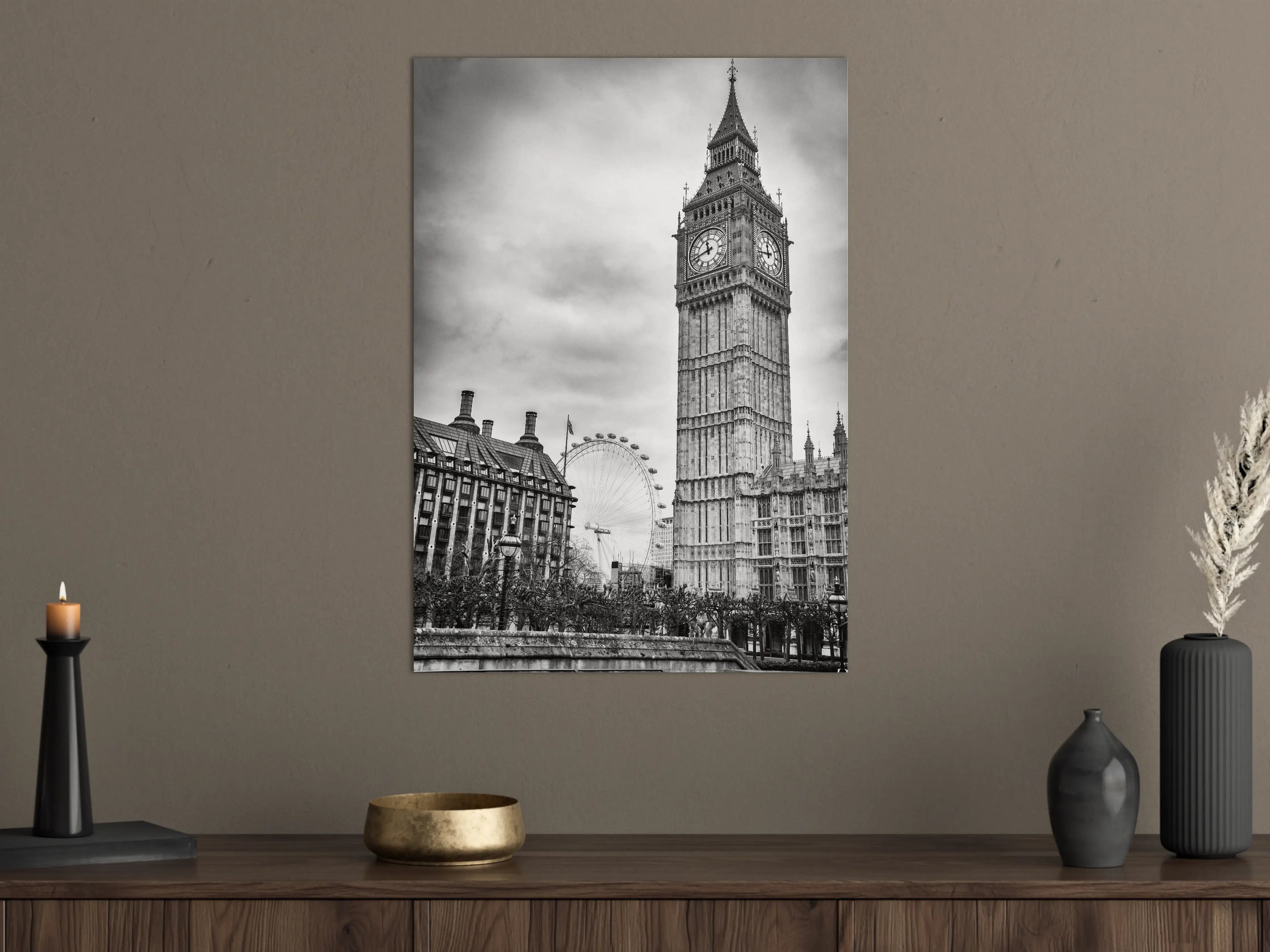 Große Wandbilder - Majestätisches Big Ben im Schwarz-Weiß