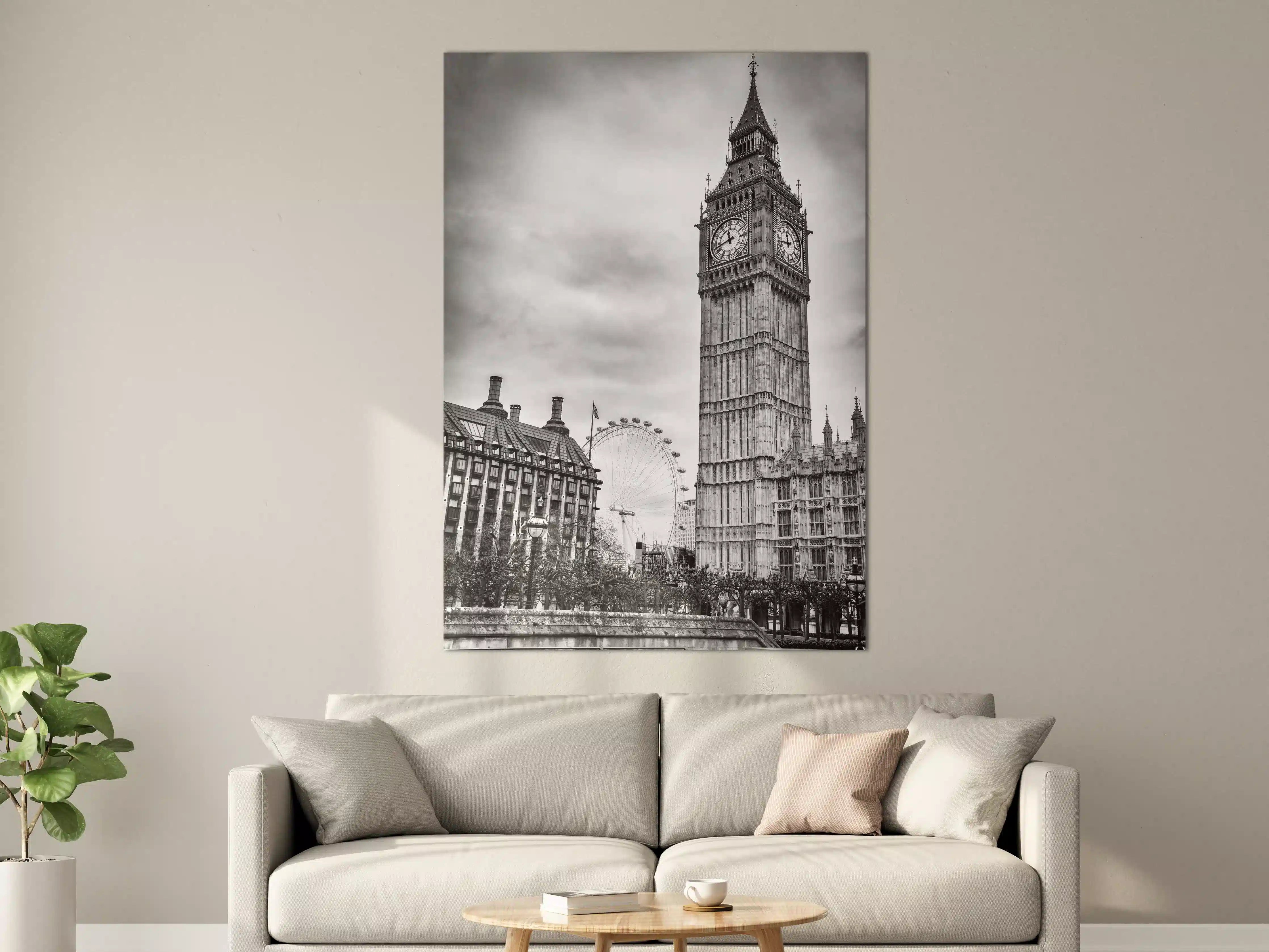 Große Wandbilder - Majestätisches Big Ben im Schwarz-Weiß