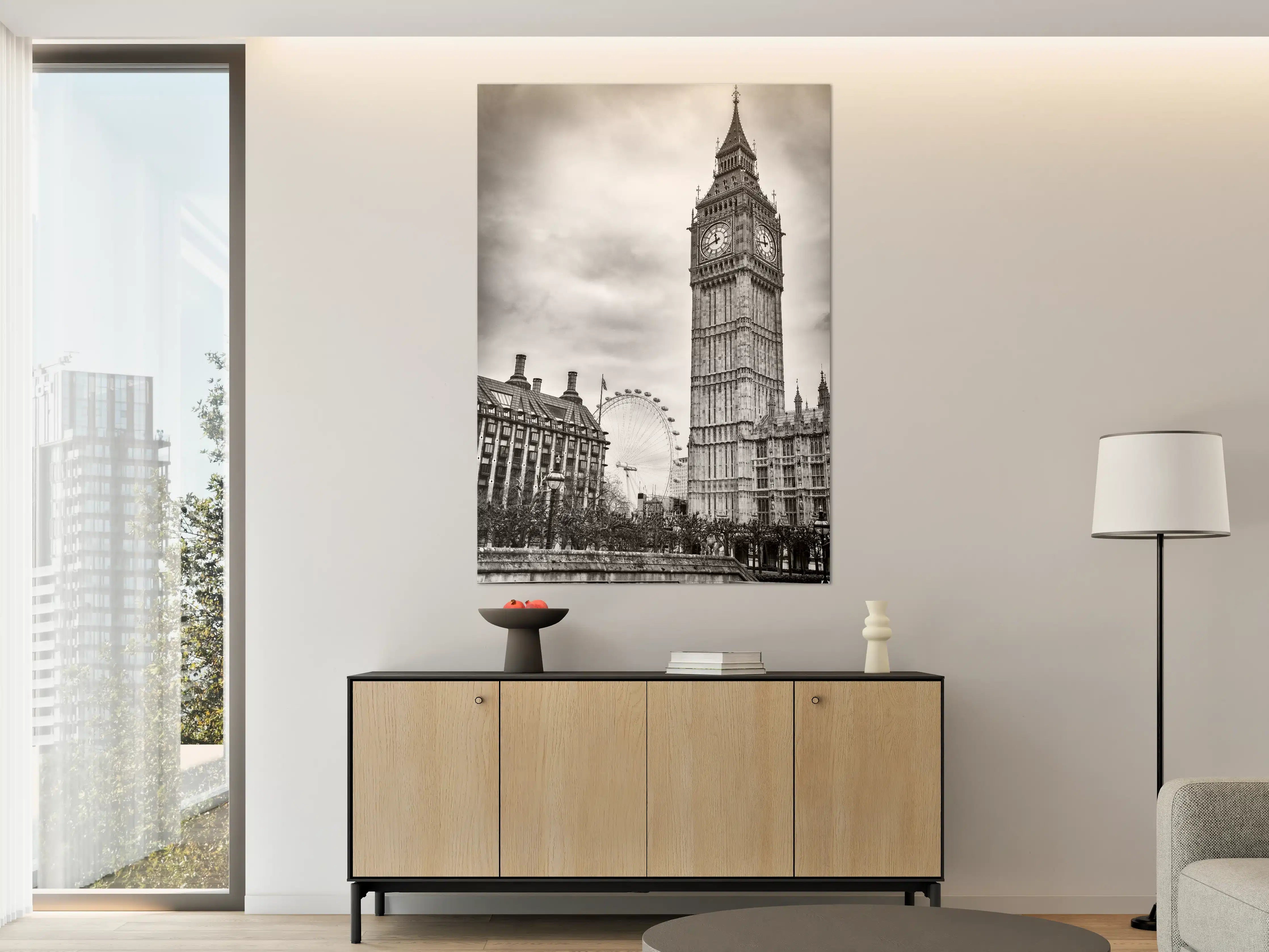 Große Wandbilder - Majestätisches Big Ben im Schwarz-Weiß