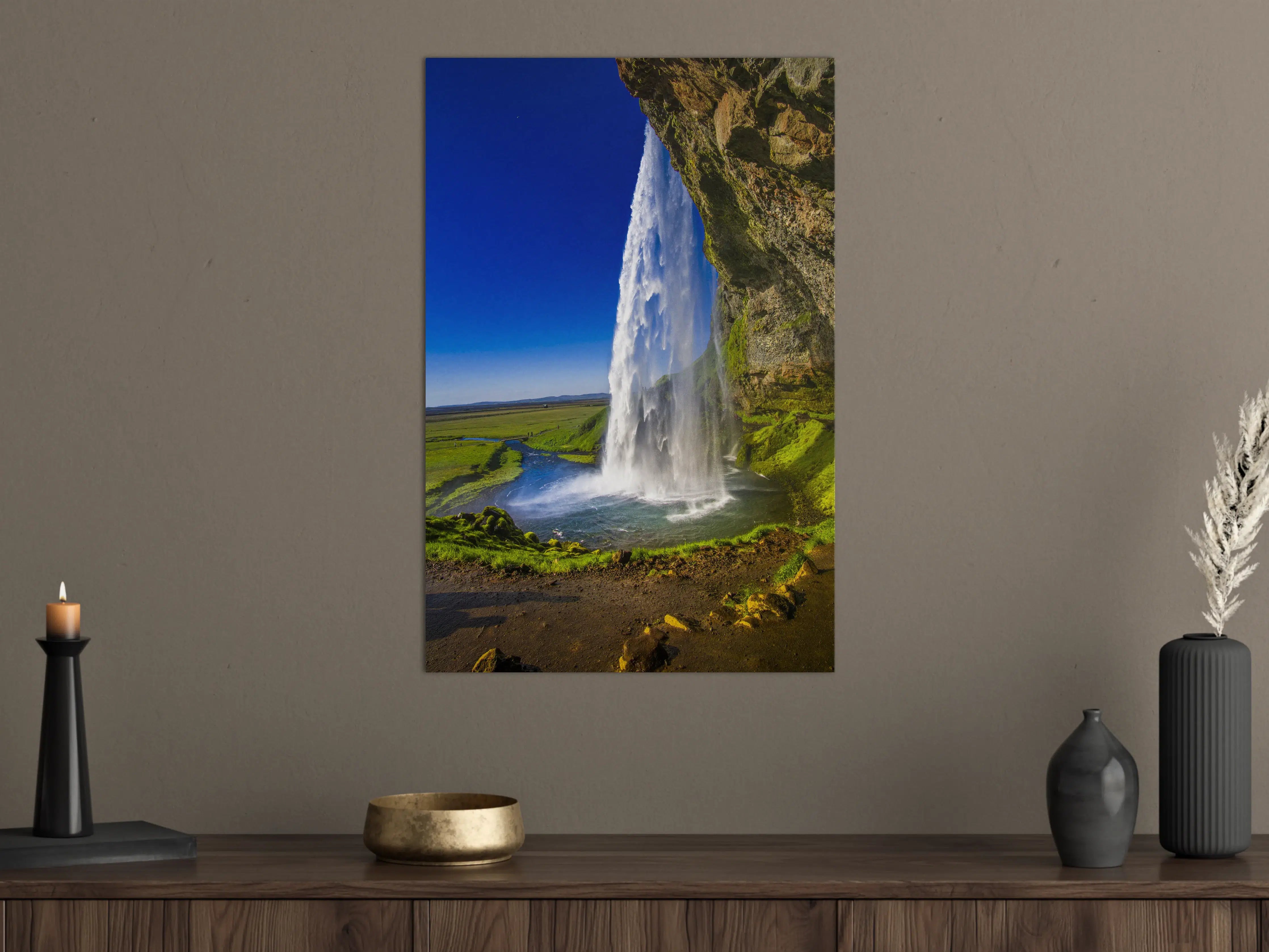 Große Wandbilder - Majestatischer Wasserfall vor grüner Landschaft