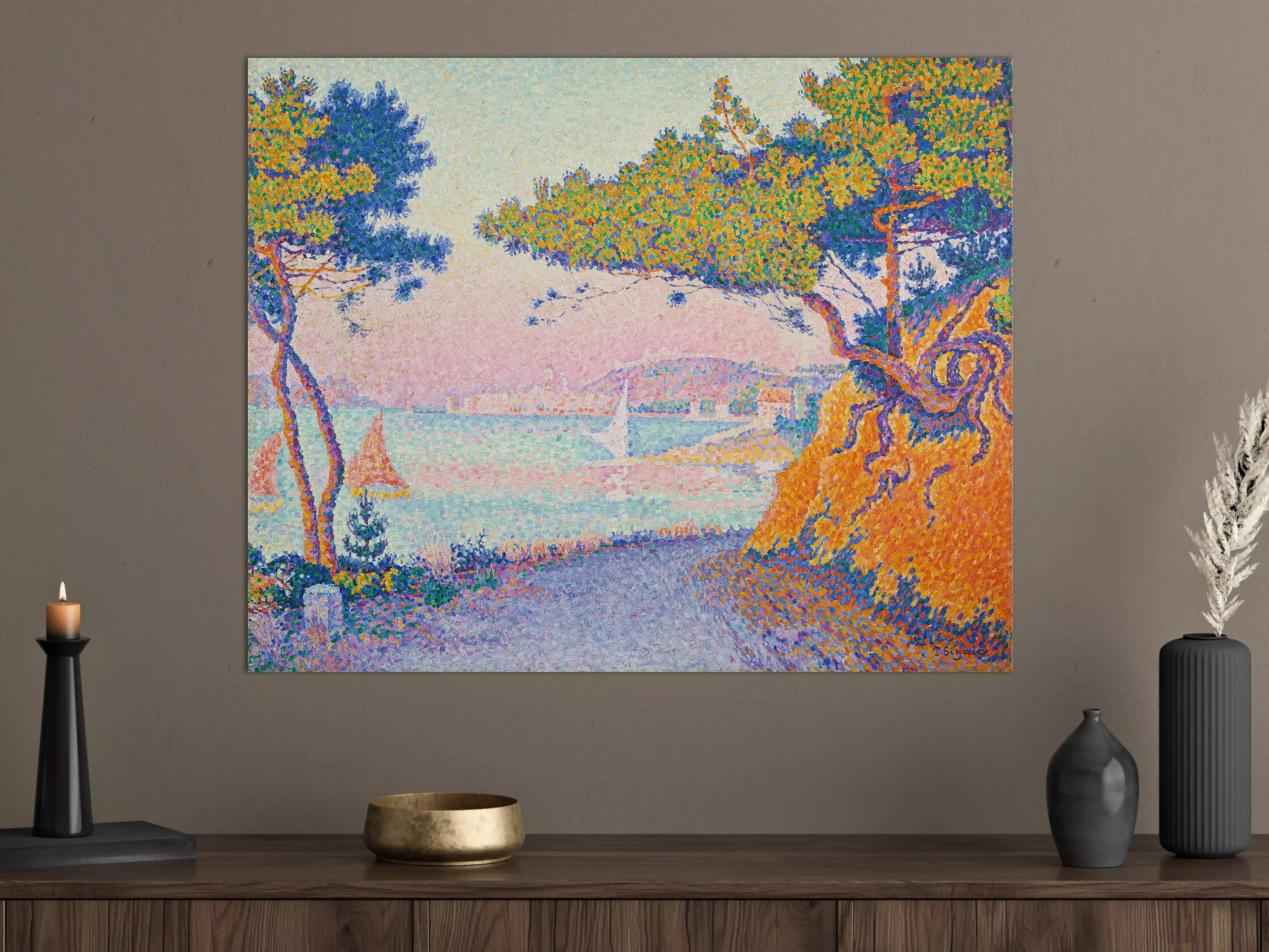 Große Wandbilder - Malerei im Pointillismus-Stil mit Meeresblick