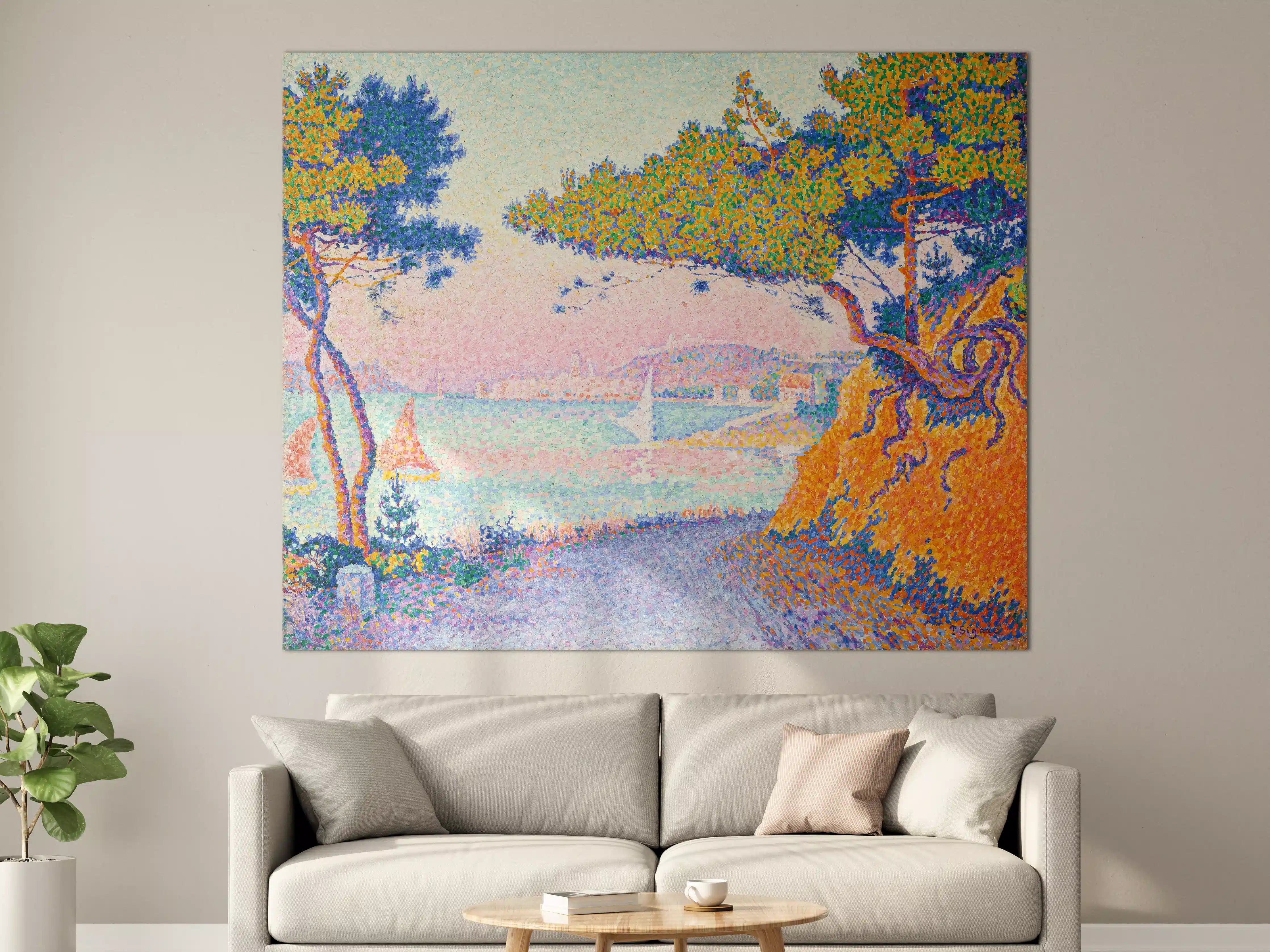 Große Wandbilder - Malerei im Pointillismus-Stil mit Meeresblick