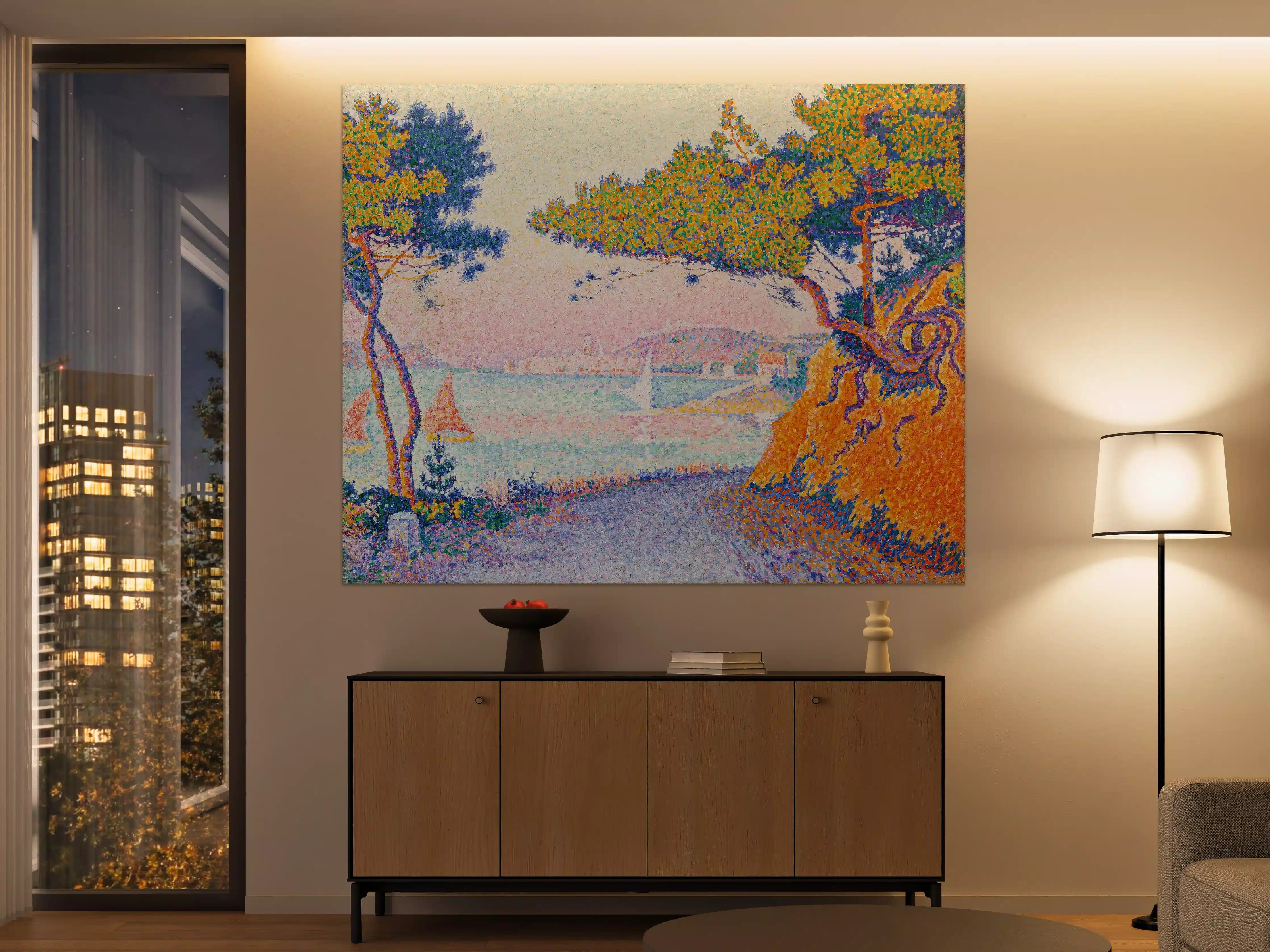 Große Wandbilder - Malerei im Pointillismus-Stil mit Meeresblick
