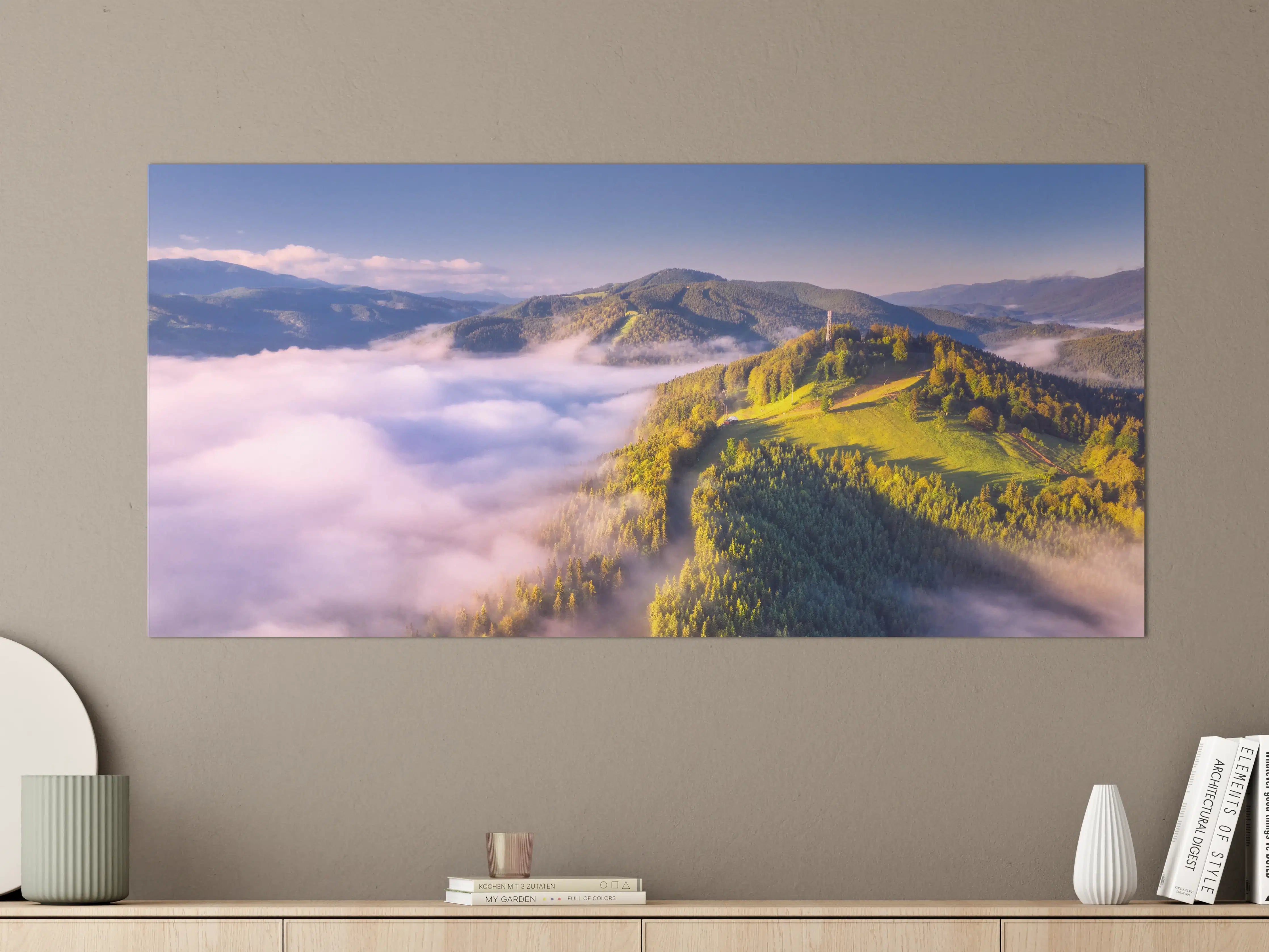 Große Wandbilder - Malerische Berglandschaft mit Wolkenmeer im Morgengrauen