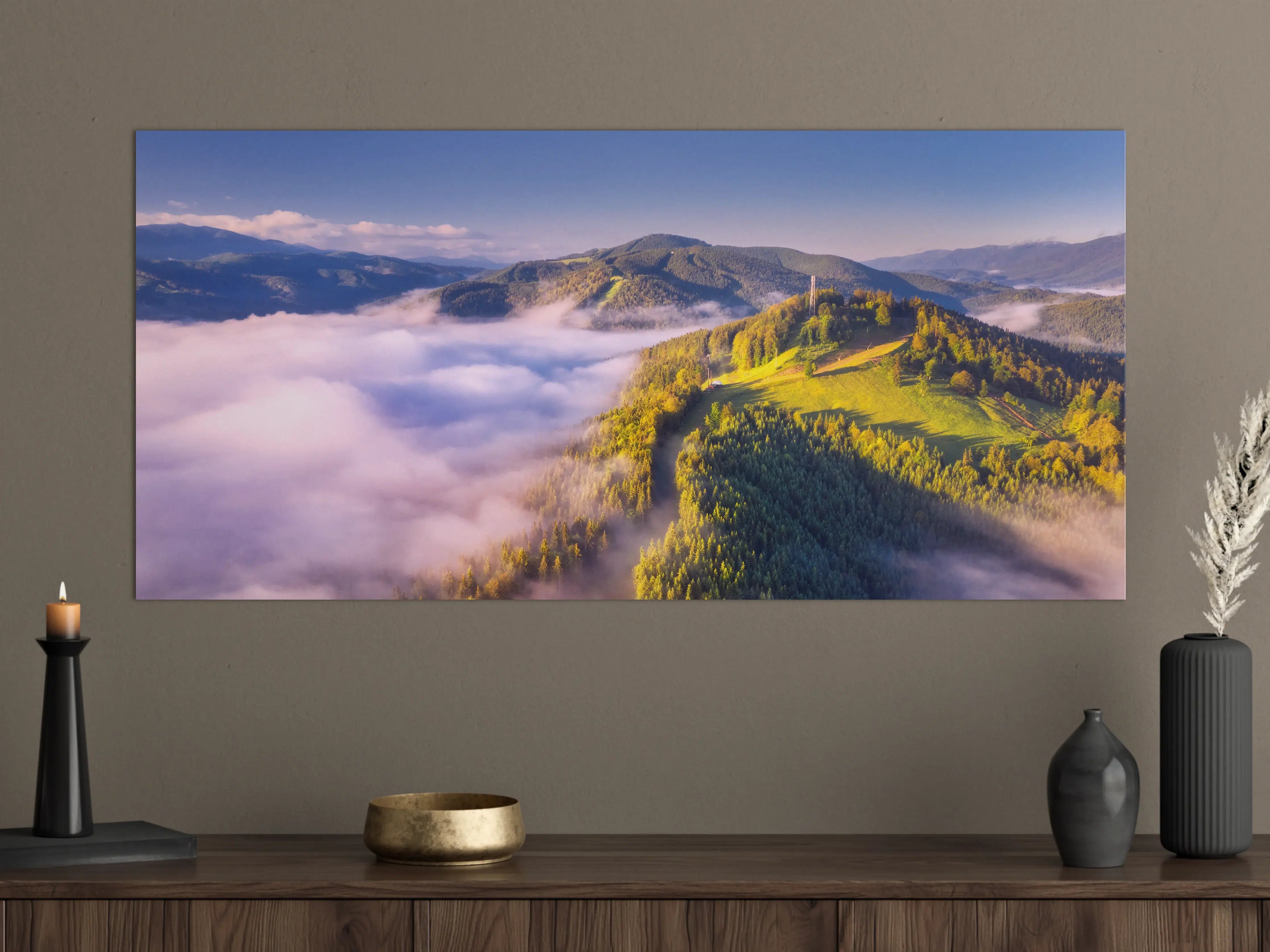 Große Wandbilder - Malerische Berglandschaft mit Wolkenmeer im Morgengrauen