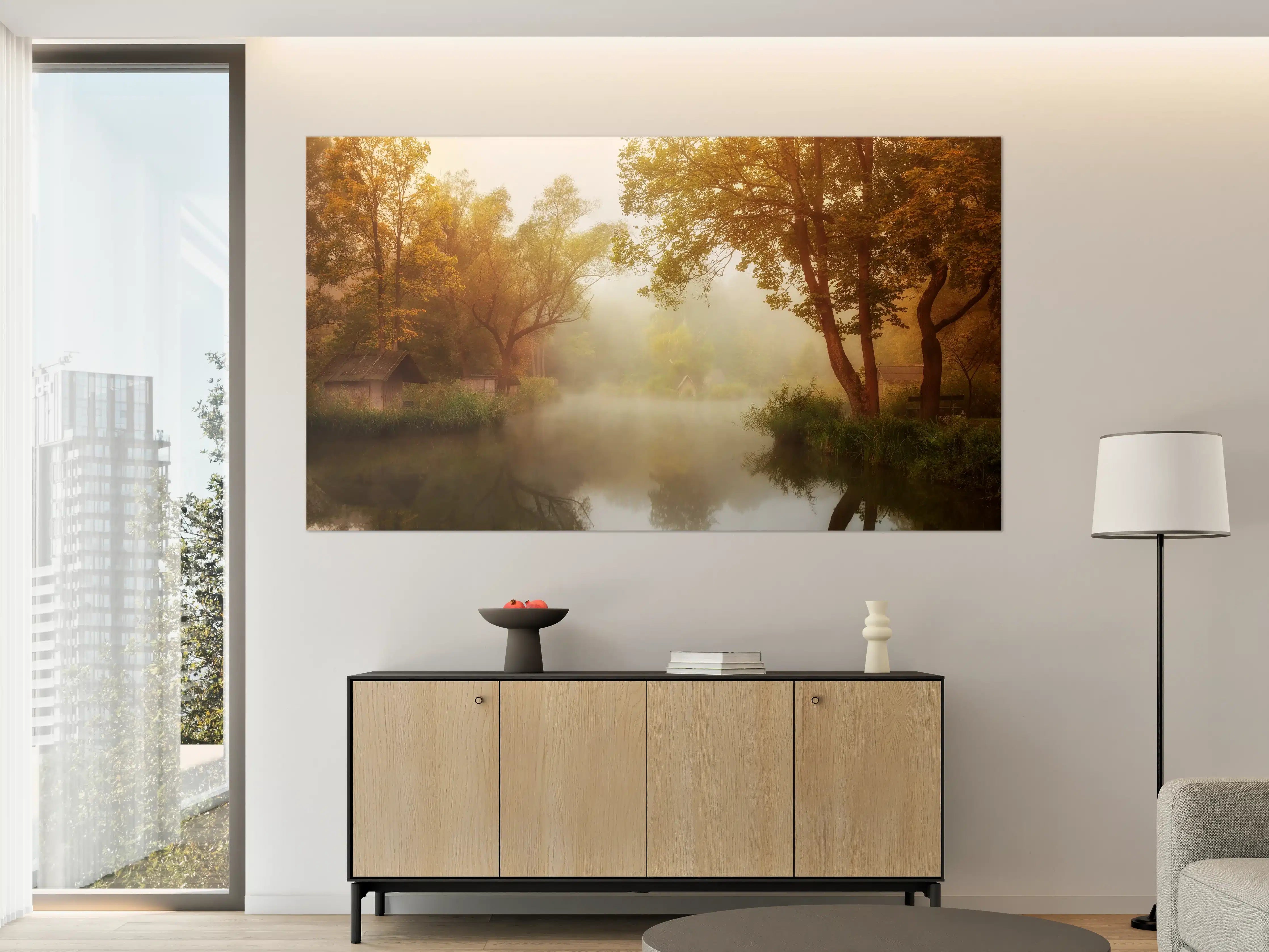 Große Wandbilder - Malerische Herbstlandschaft am Fluss