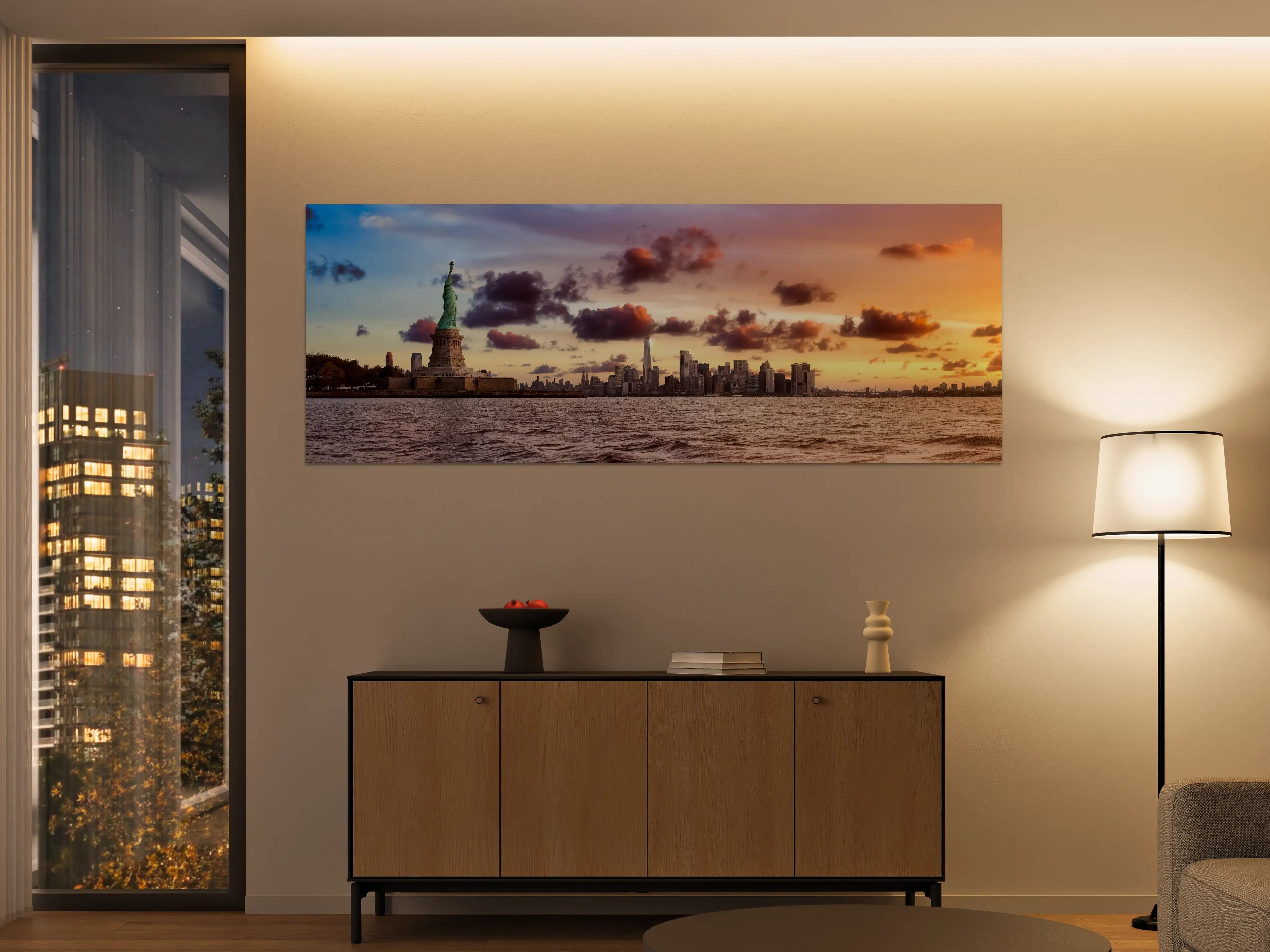 Große Wandbilder - Manhattan Skyline Sonnenuntergang