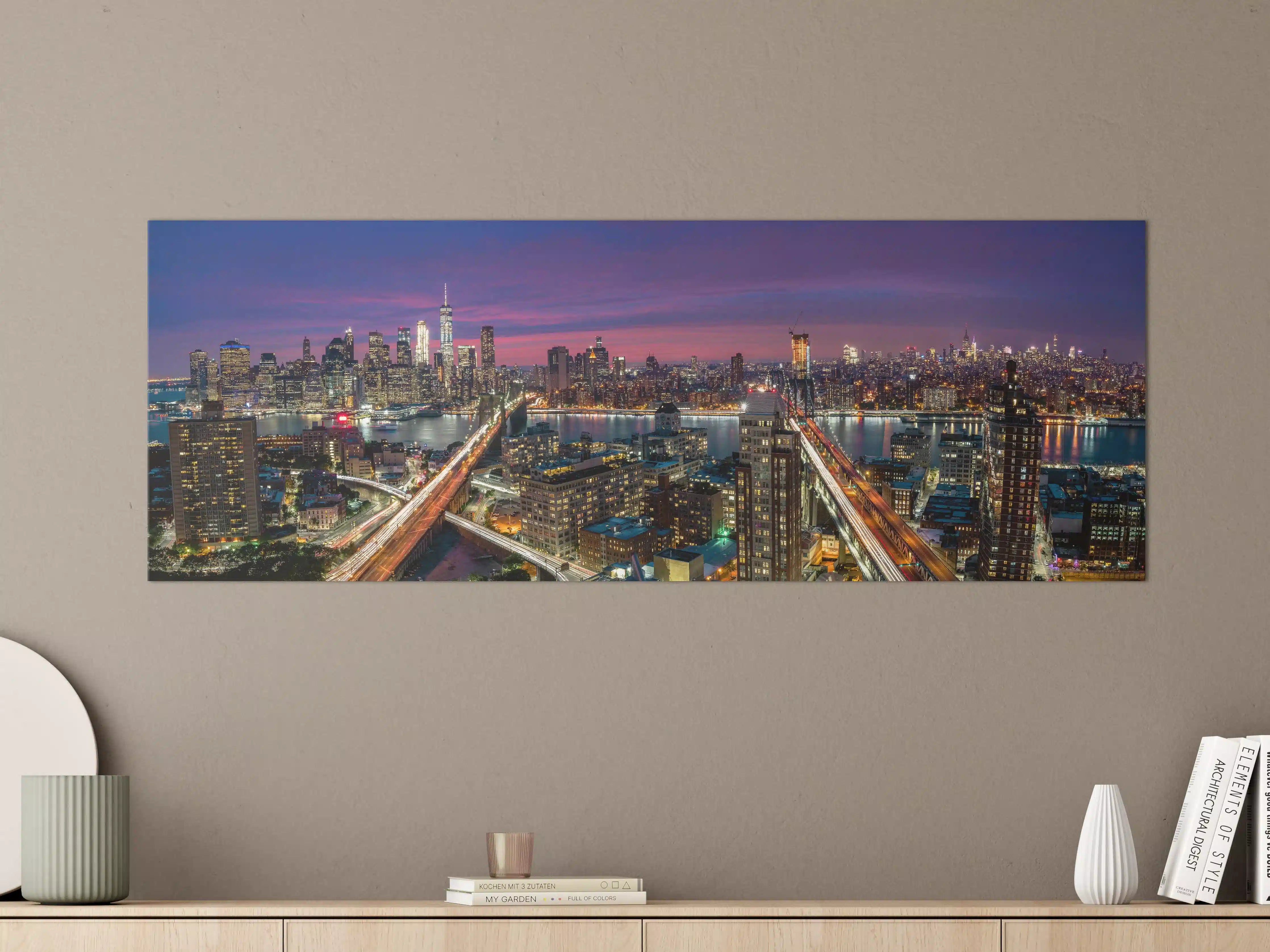 Große Wandbilder - Manhattan Skyline bei Dämmerung