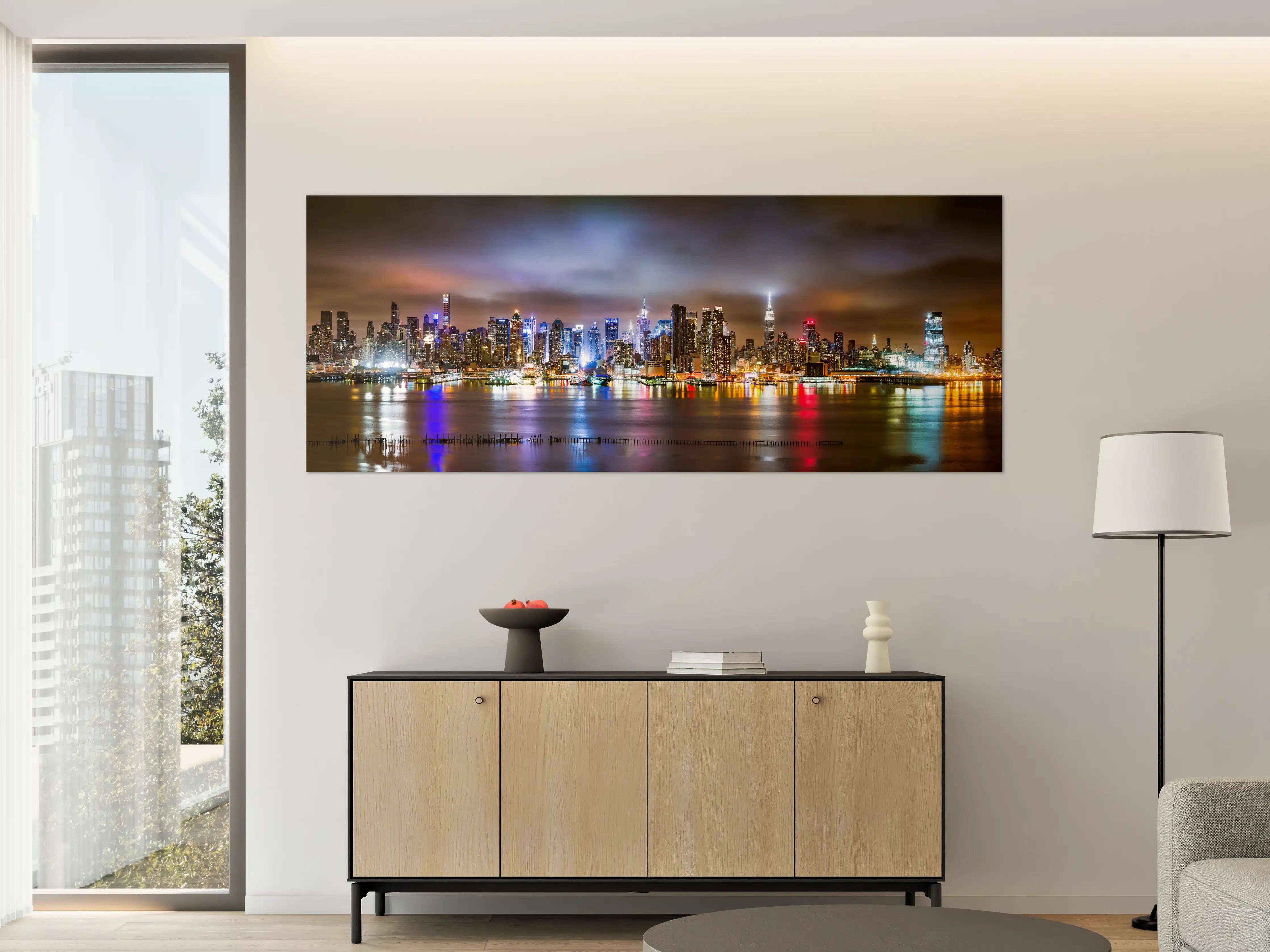 Große Wandbilder - Manhattan Skyline im nächtlichen Panorama