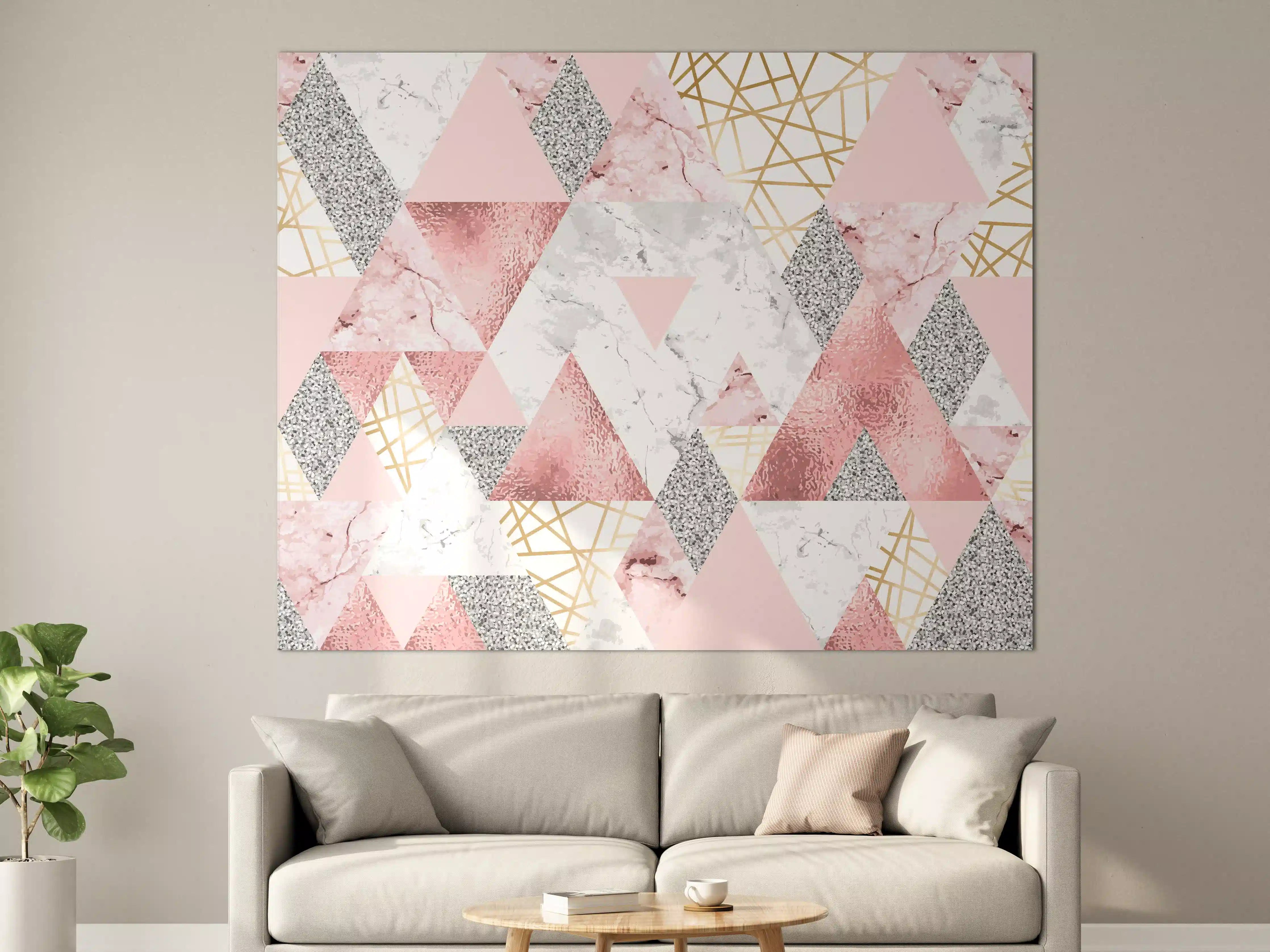 Große Wandbilder - Marble Pattern Rosa Gold Dekor