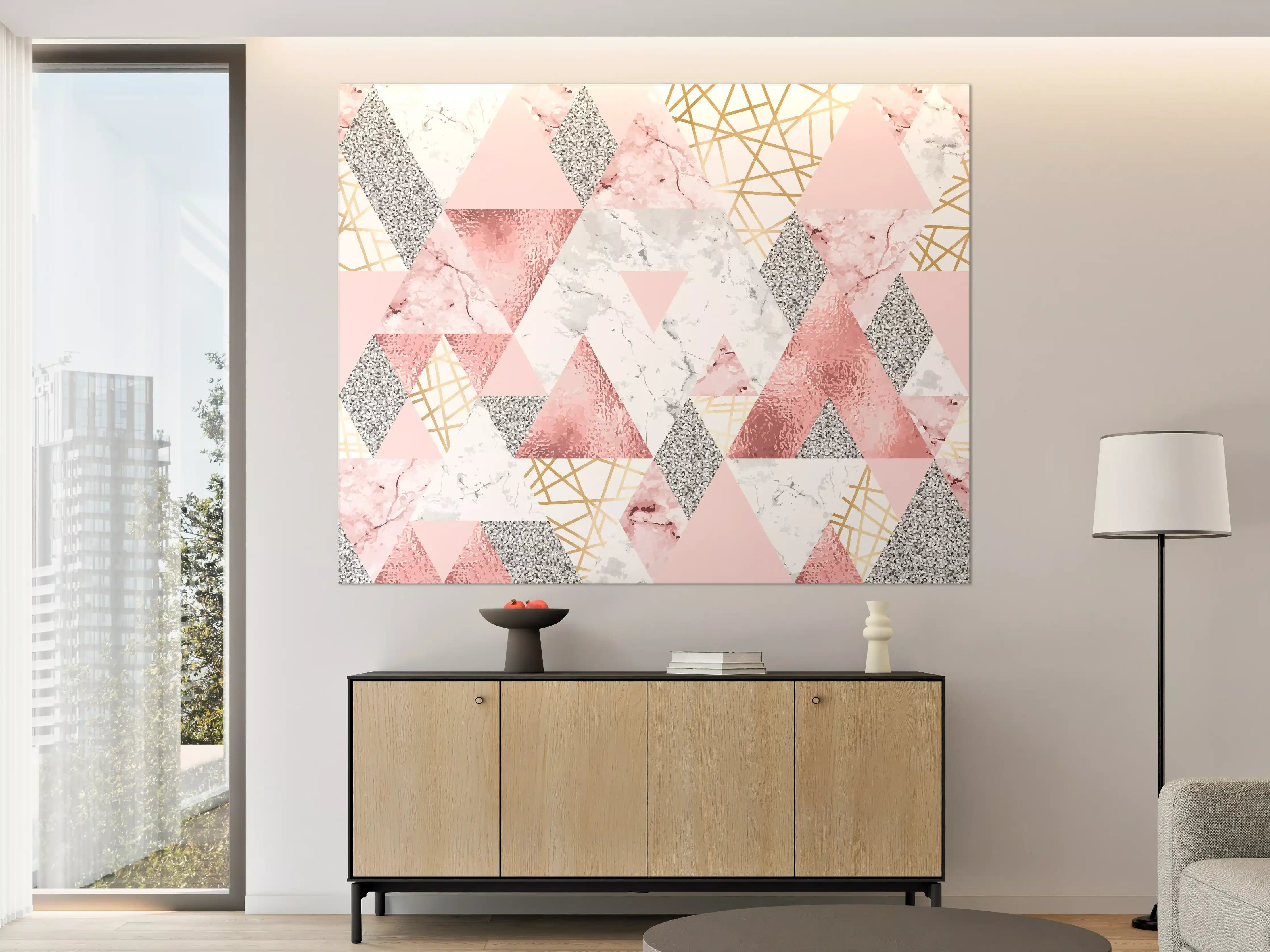 Große Wandbilder - Marble Pattern Rosa Gold Dekor