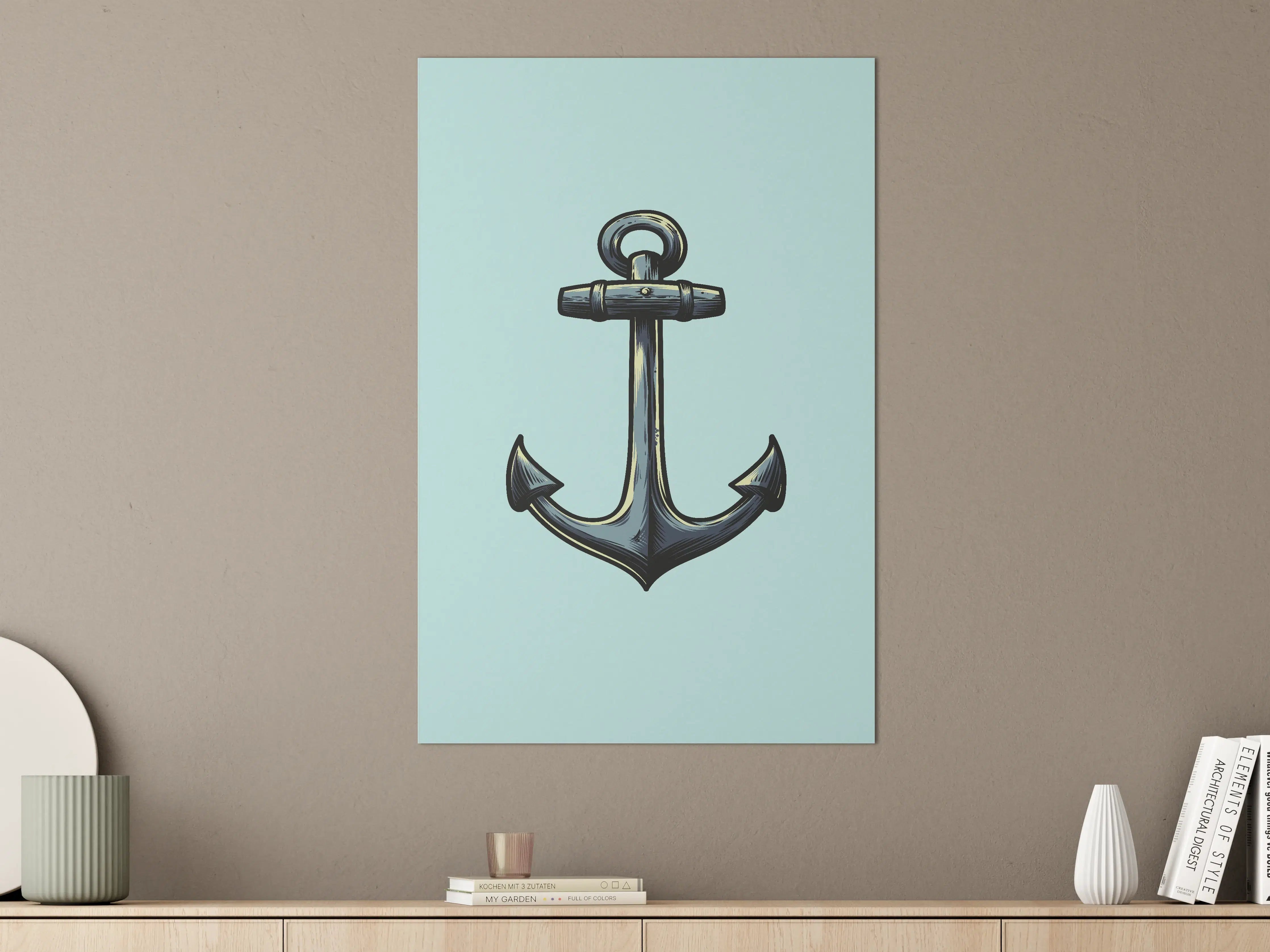 Große Wandbilder - Maritimes Anker-Design in Blau