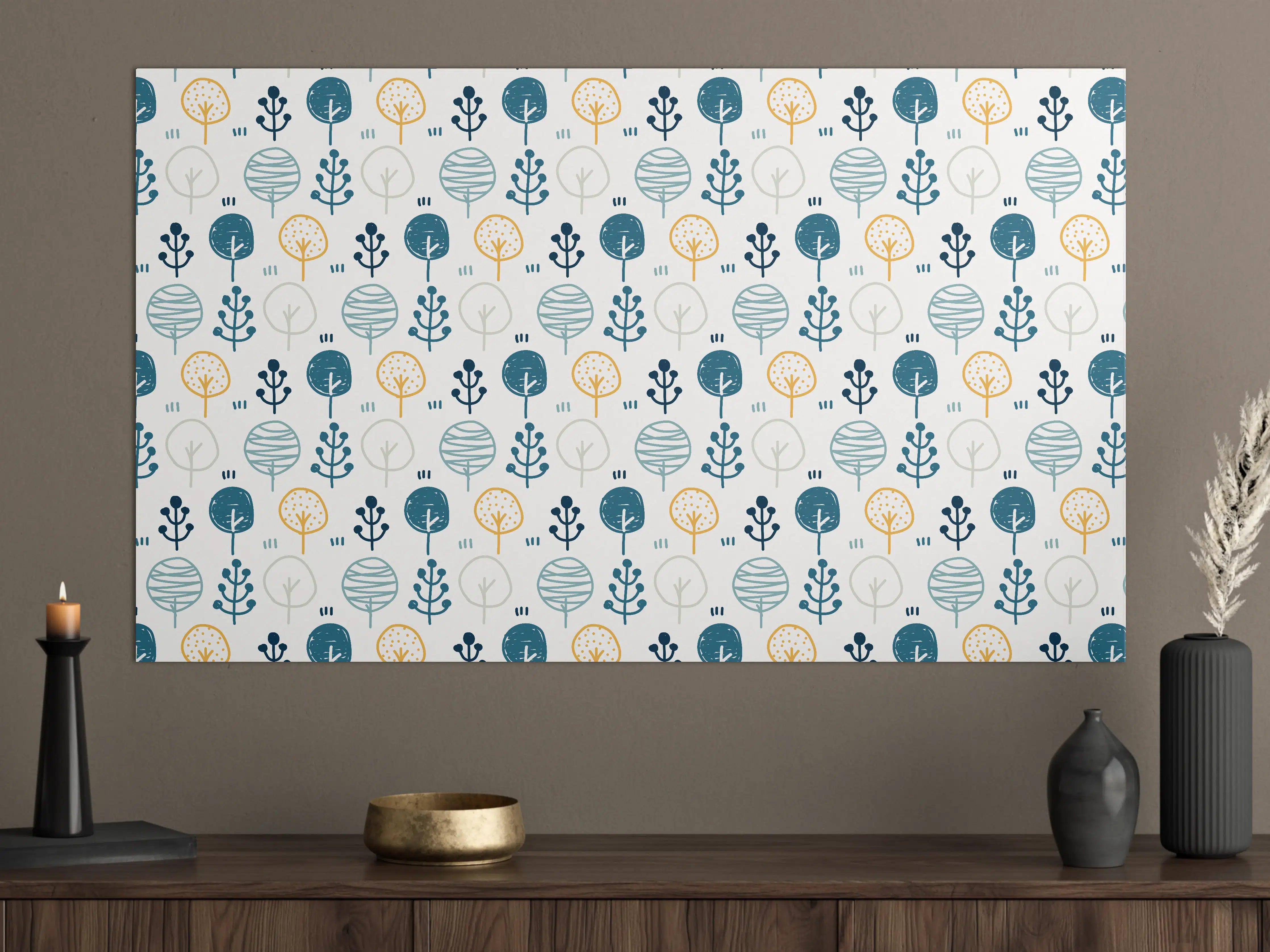 Große Wandbilder - Maritimes Blau-Gelb Musterdesign
