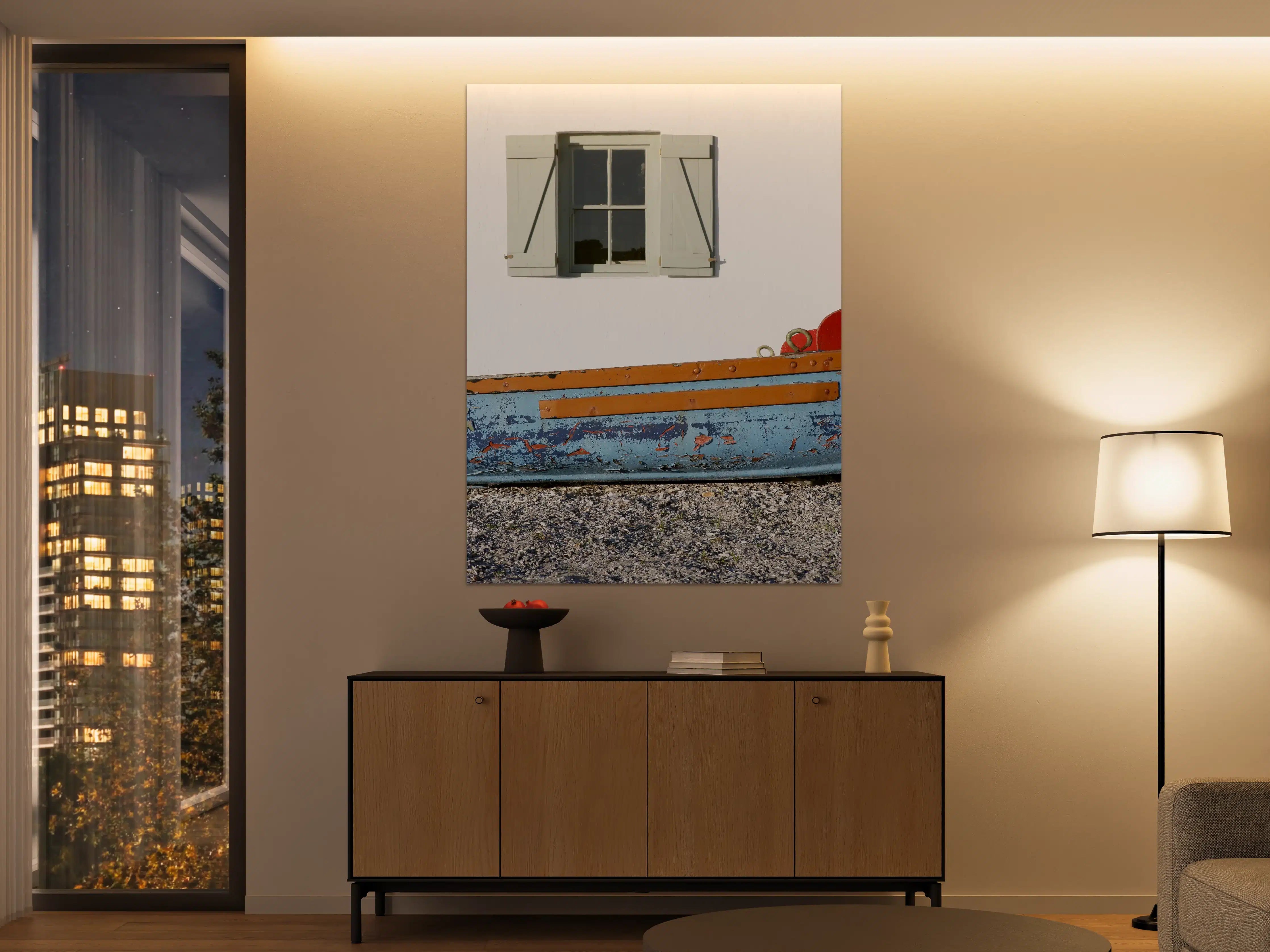 Große Wandbilder - Maritimes Fenster & Boot
