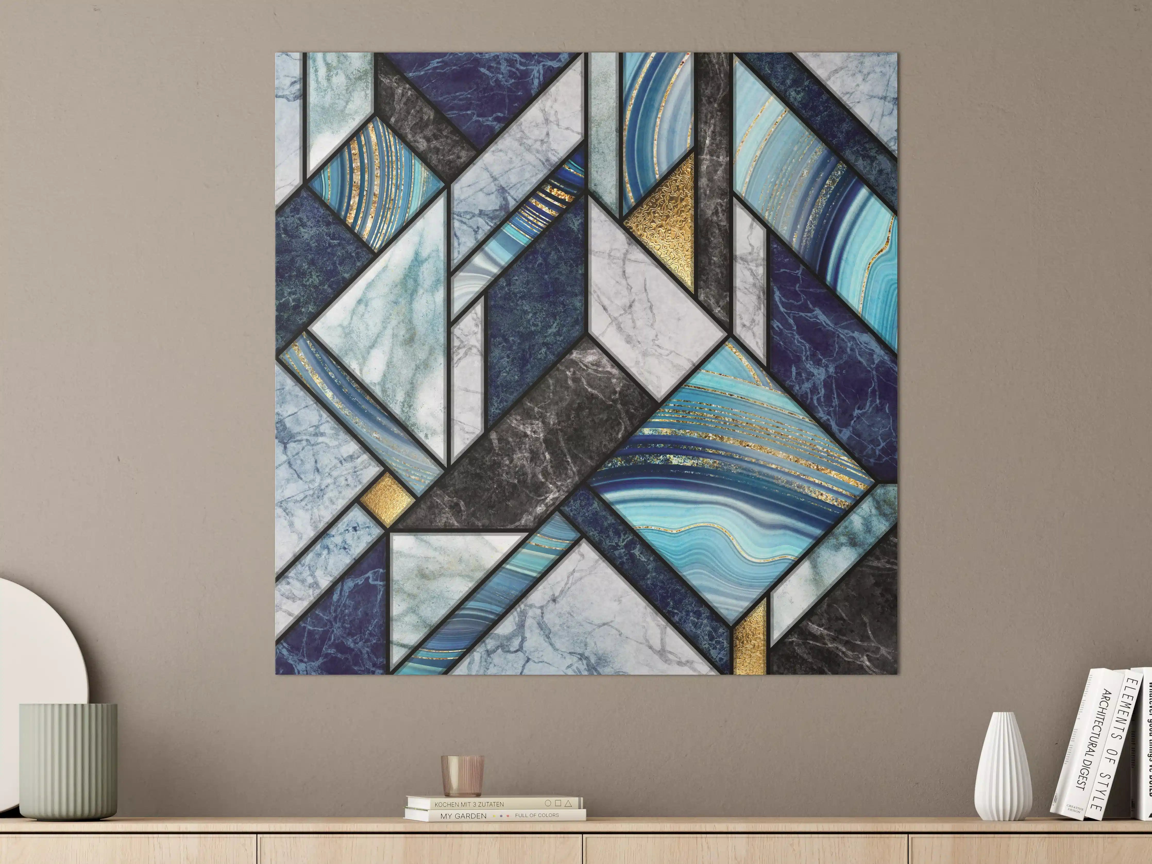 Große Wandbilder - Marmor Granit Gold Inlay