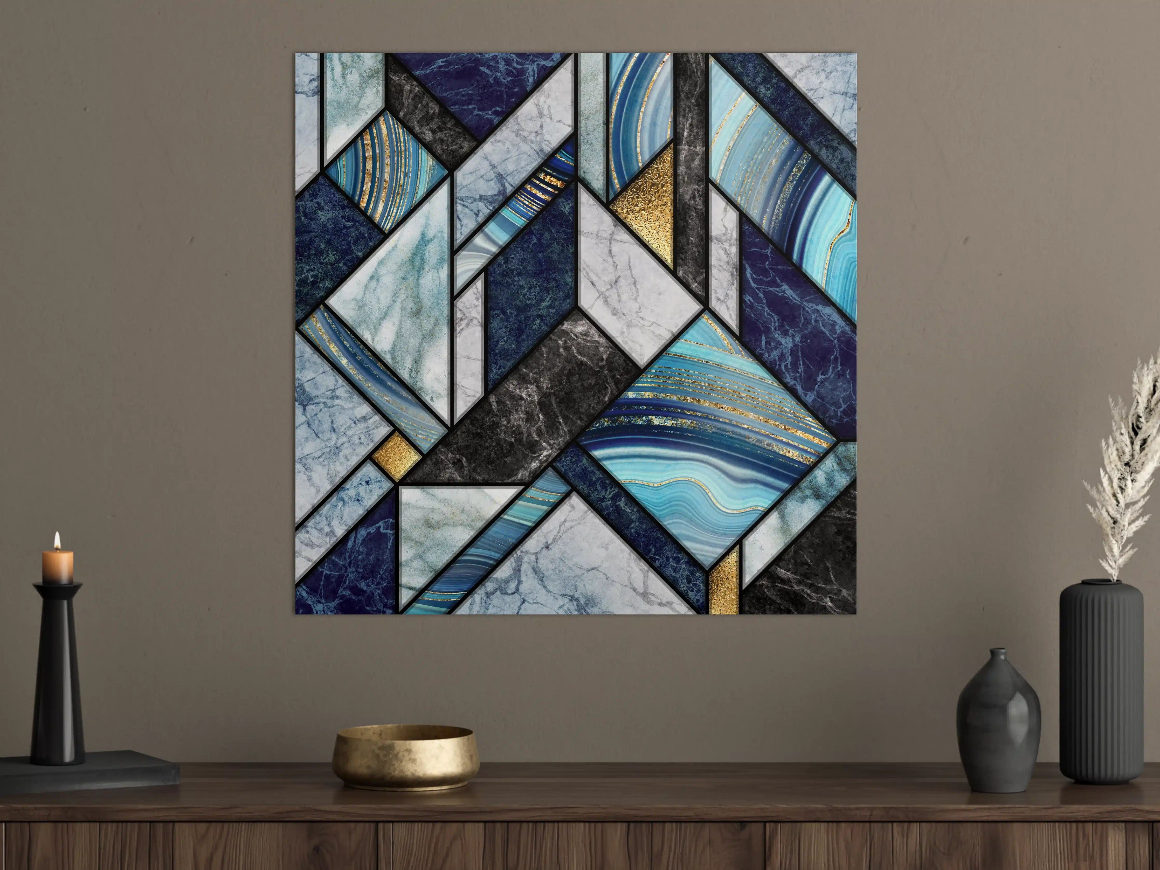 Große Wandbilder - Marmor Granit Gold Inlay