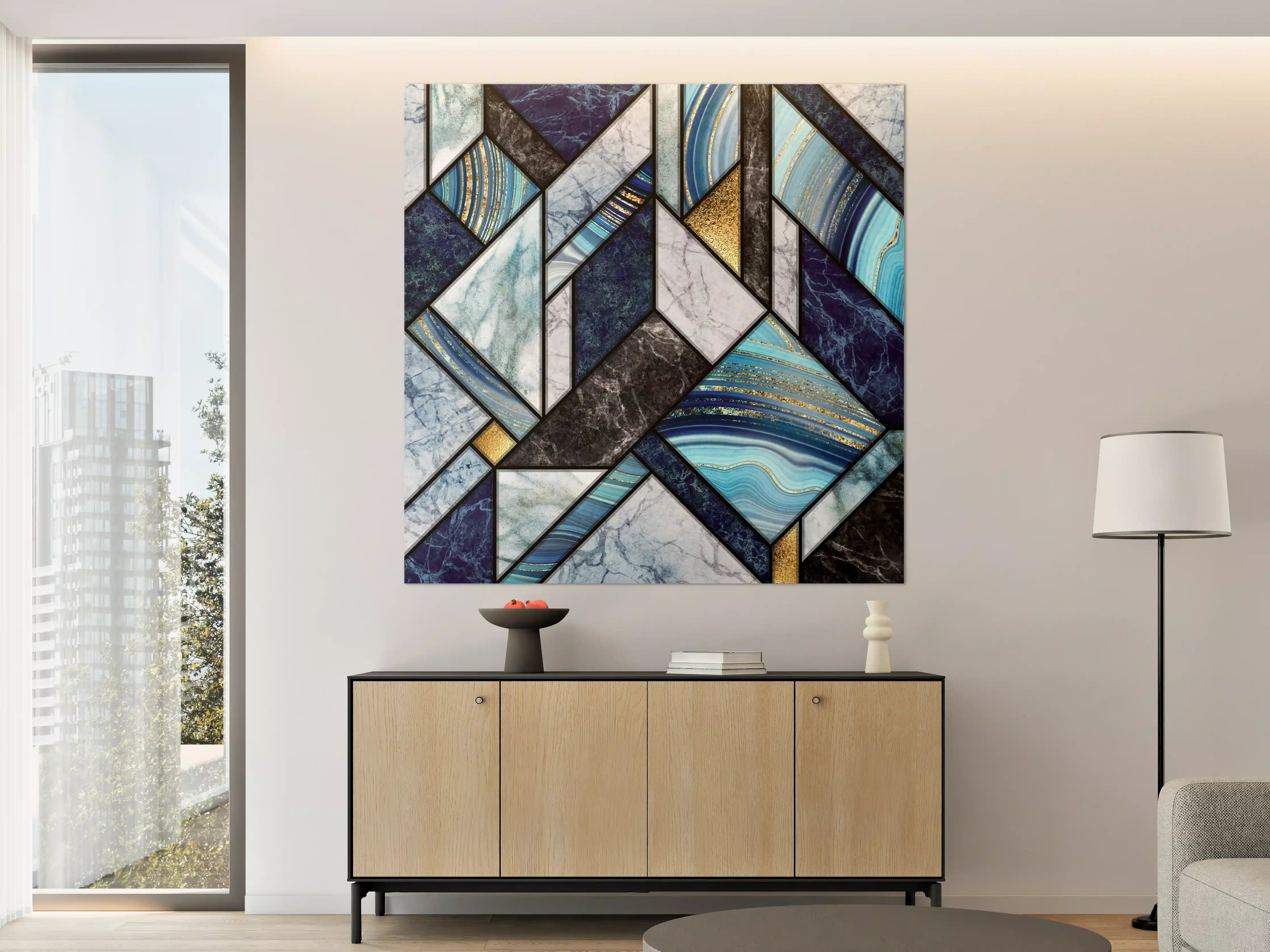 Große Wandbilder - Marmor Granit Gold Inlay