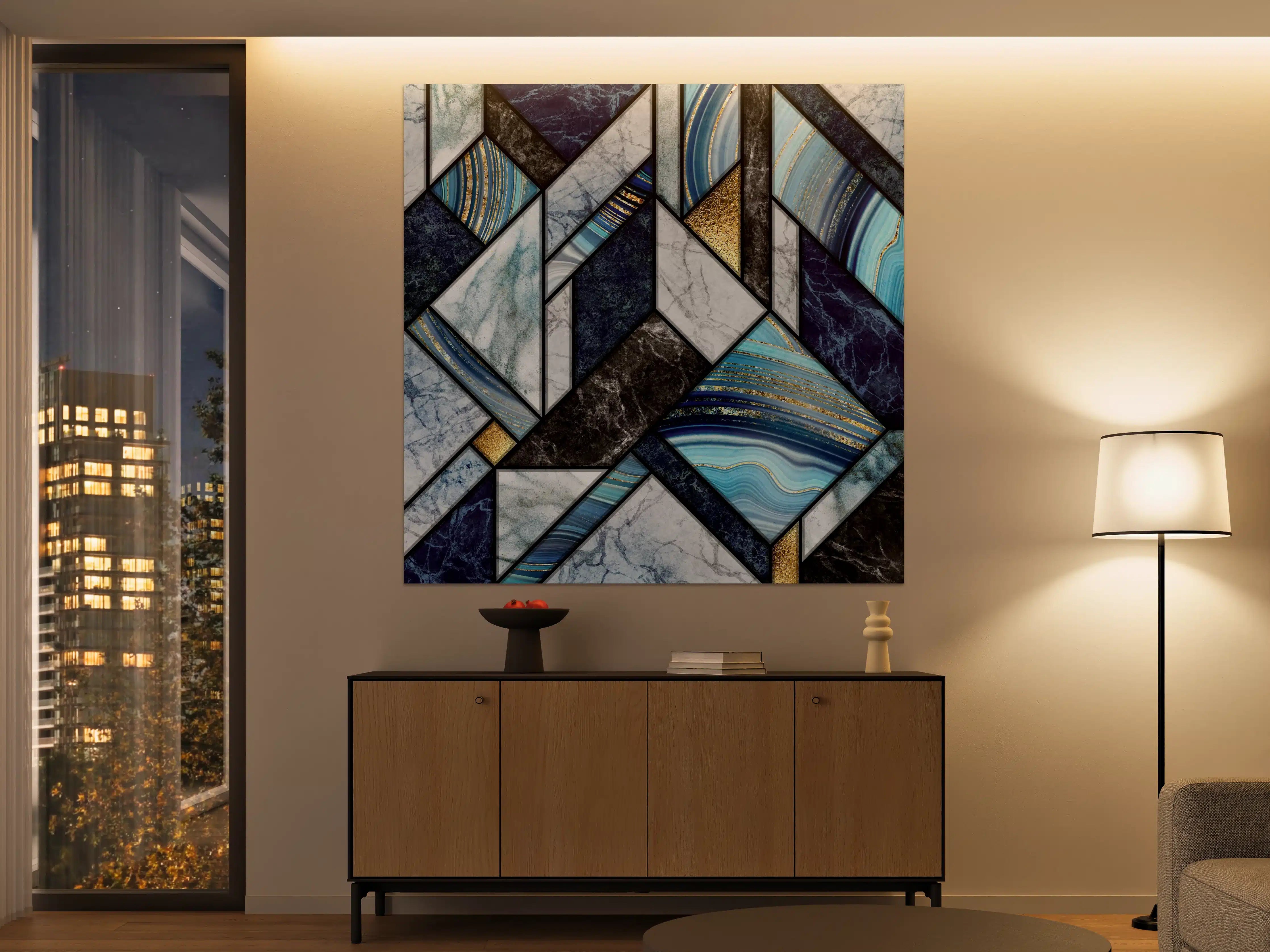 Große Wandbilder - Marmor Granit Gold Inlay
