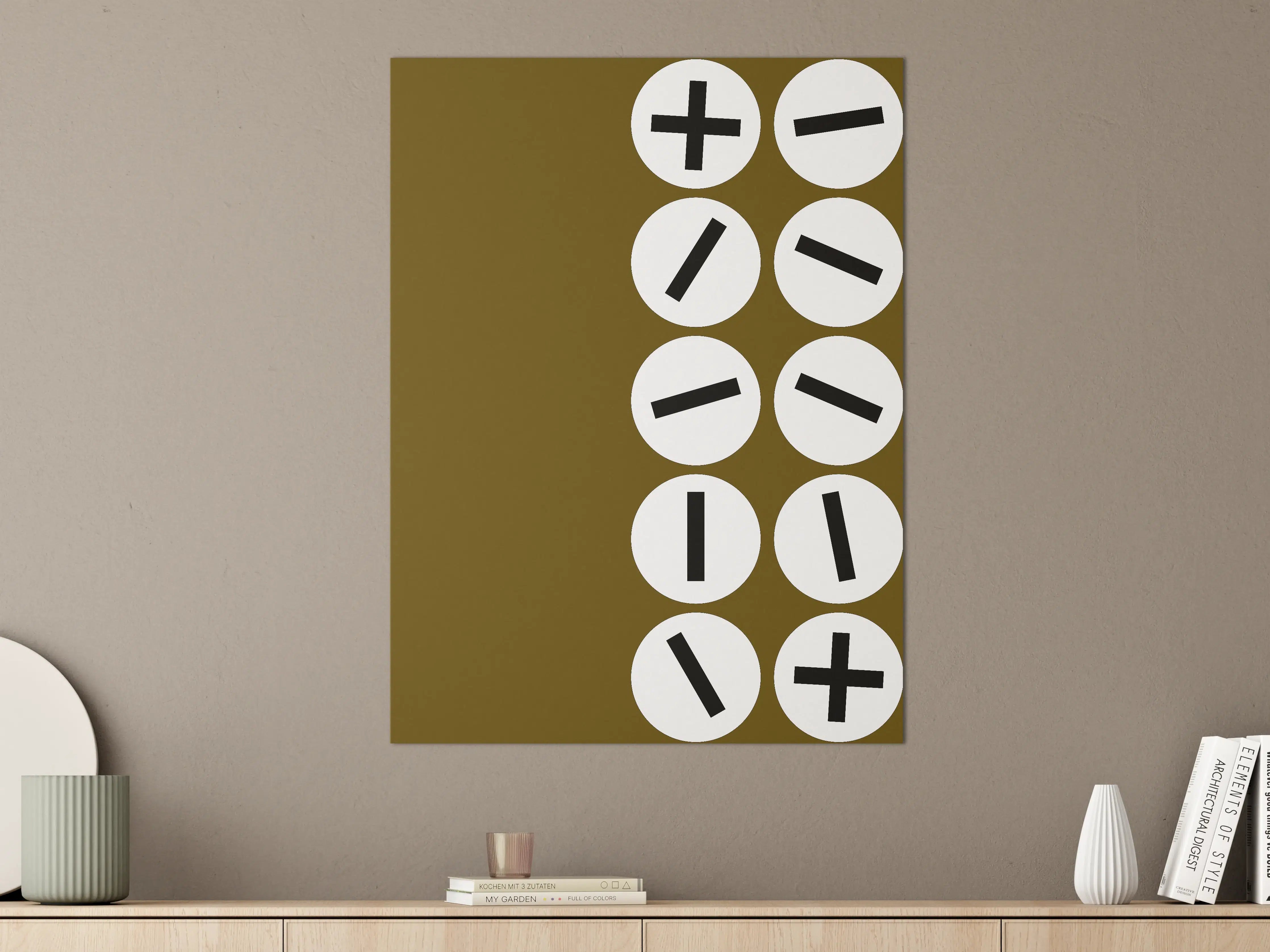 Große Wandbilder - Mathematische Symbole auf braunem Hintergrund