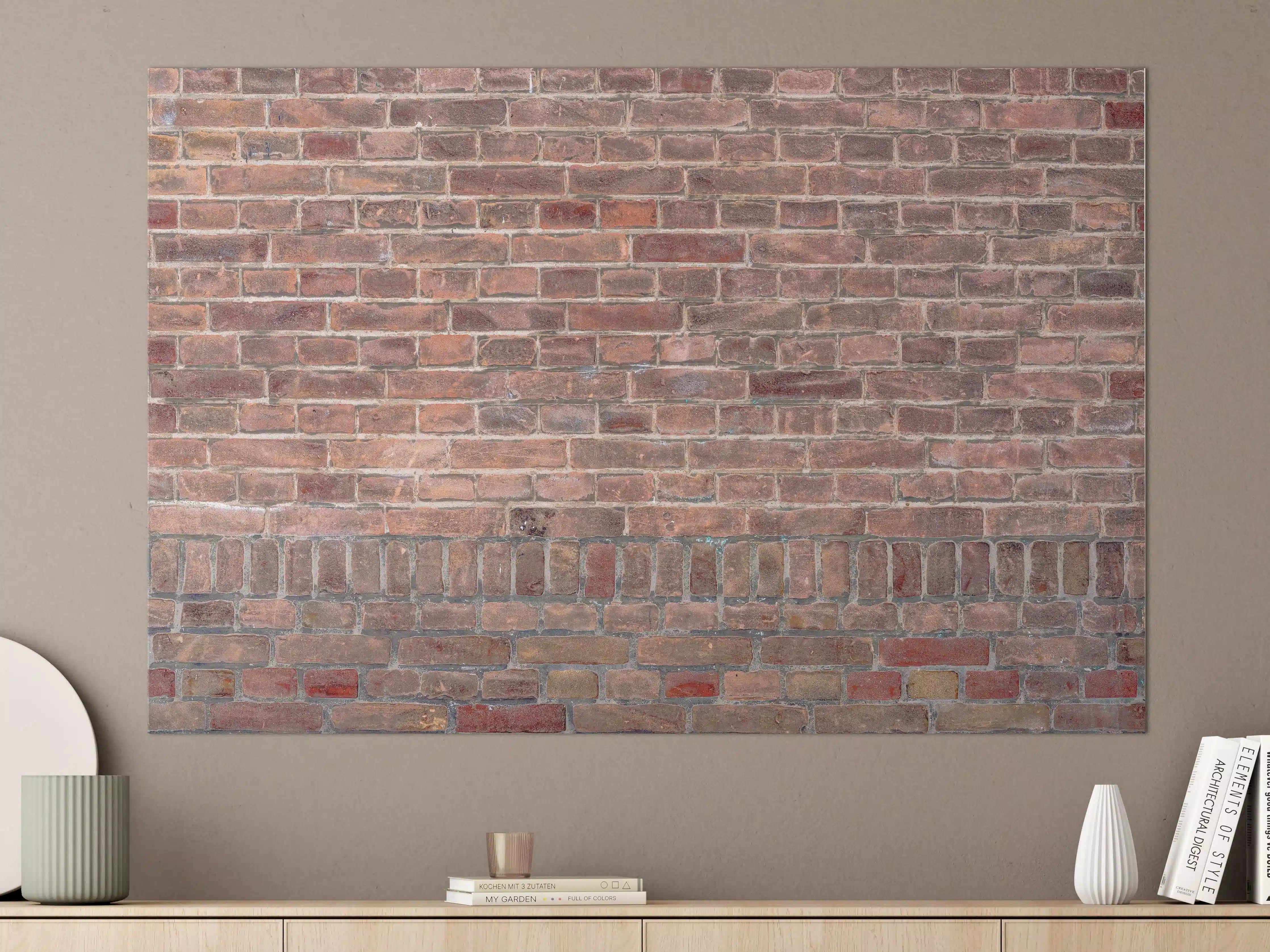 Große Wandbilder - Mauerstruktur aus alten braunen Ziegeln