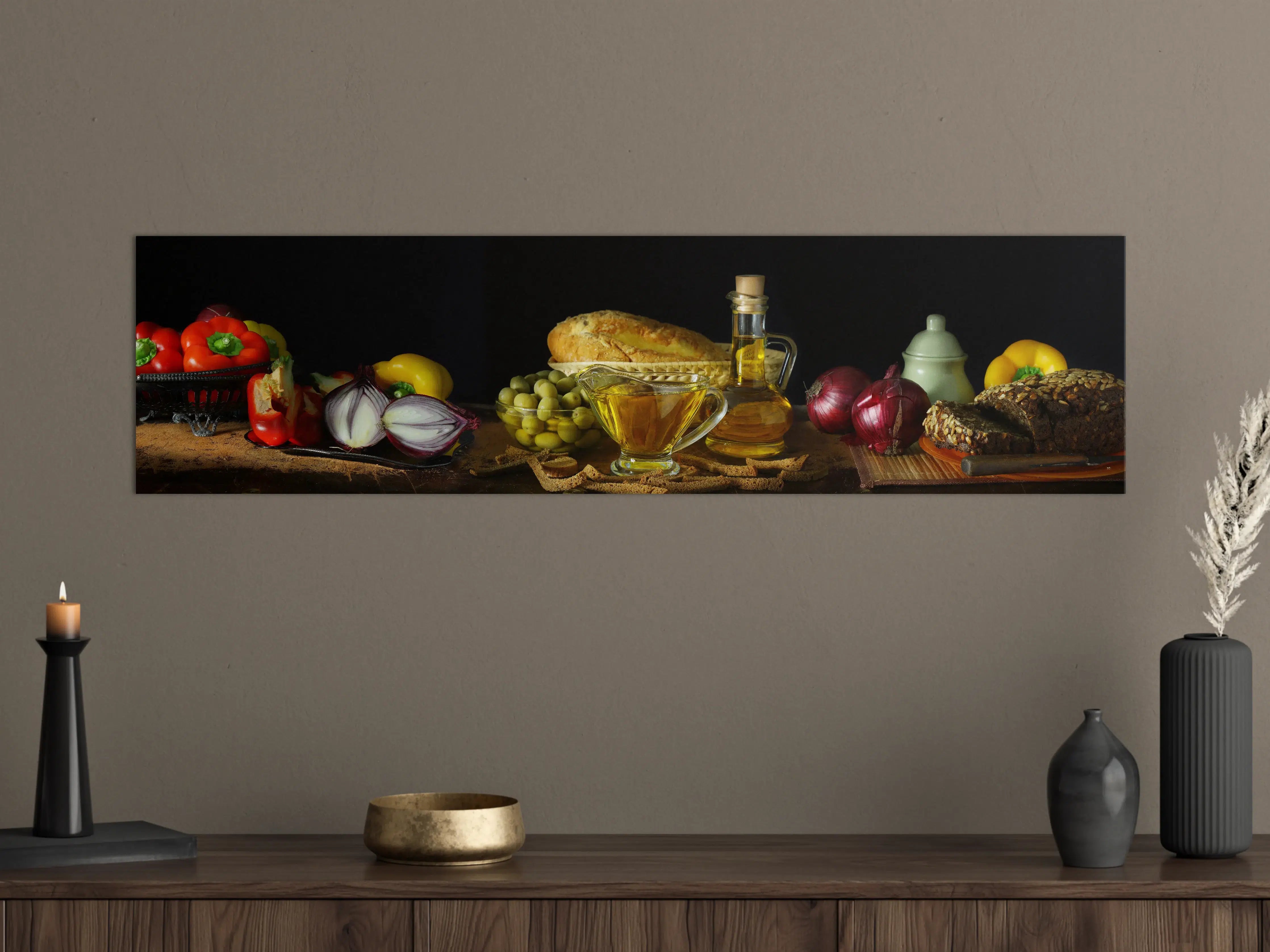 Große Wandbilder - Mediterranes Oliven & Brot