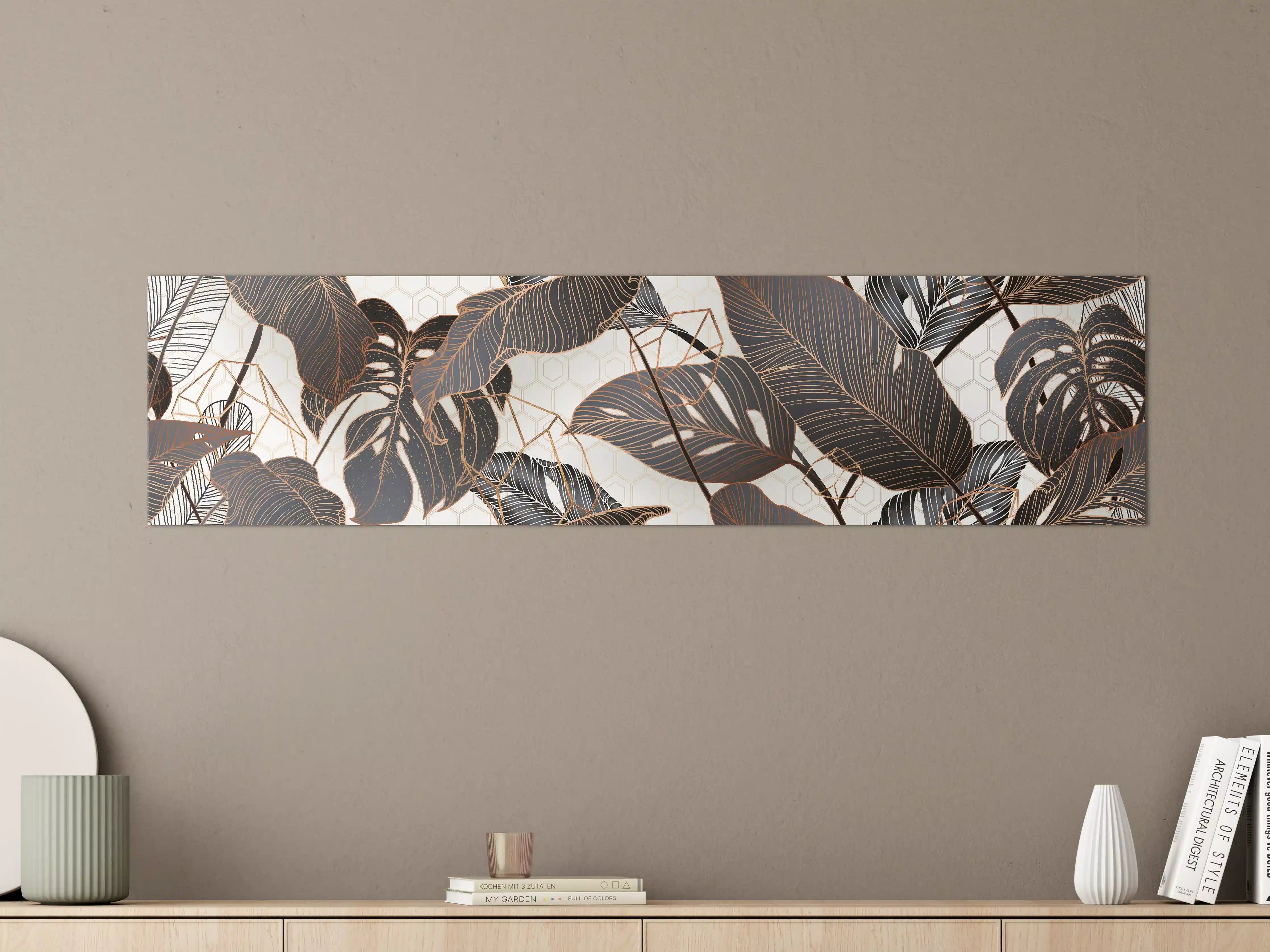 Große Wandbilder - Metallische Blatt-Muster Tapete