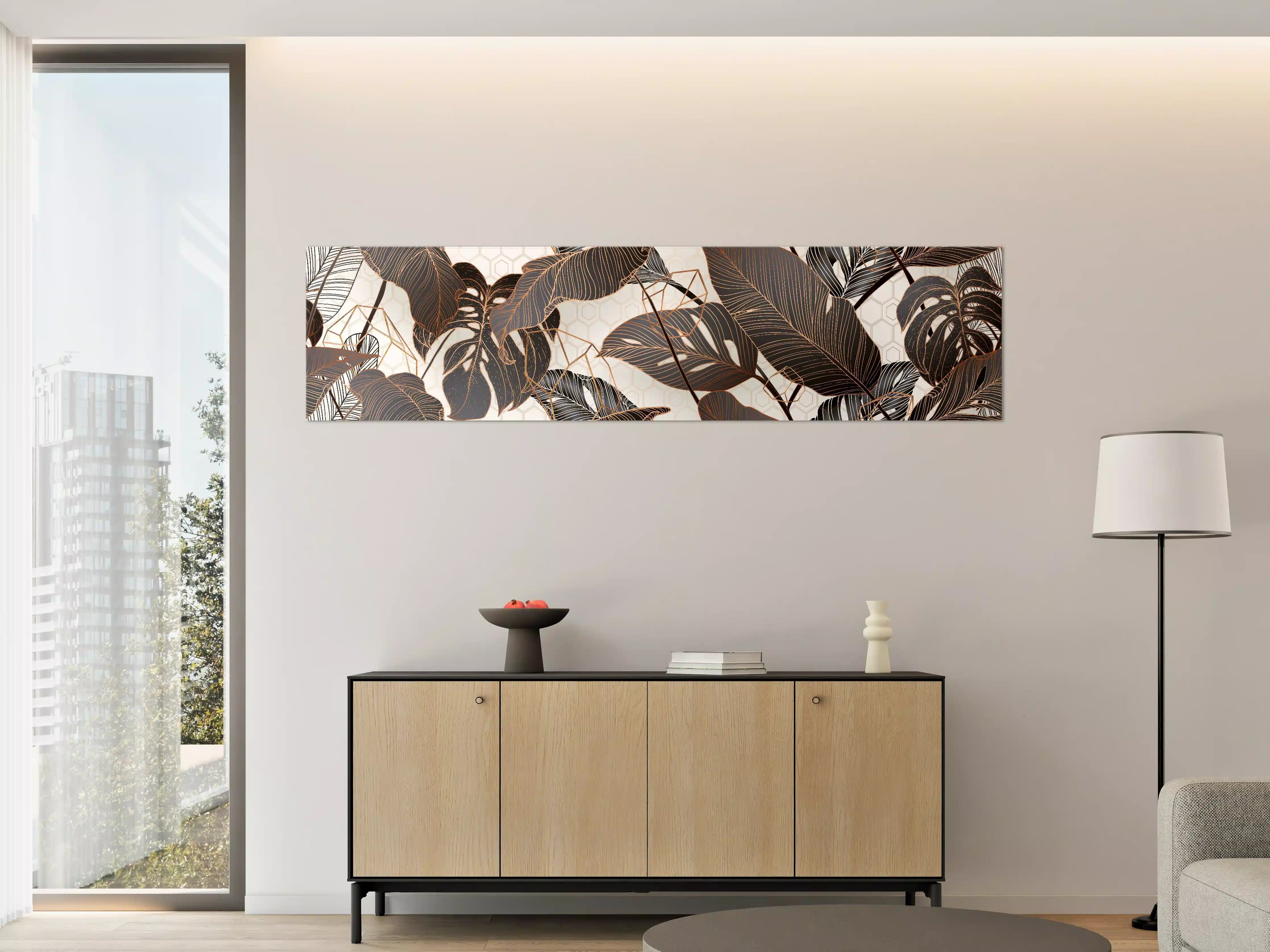 Große Wandbilder - Metallische Blatt-Muster Tapete