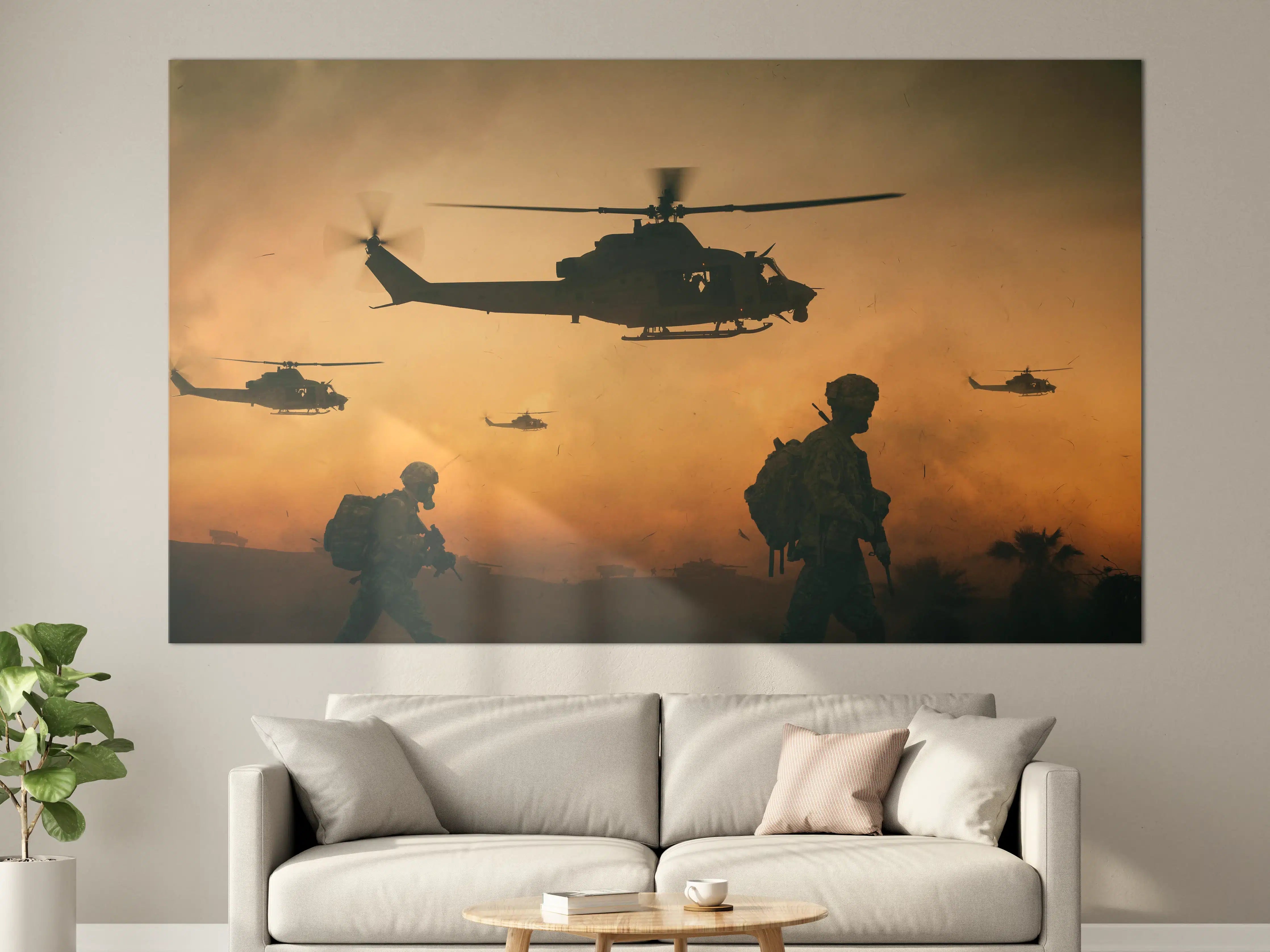 Große Wandbilder - Militär und Hubschrauber auf dem Weg zum Schlachtfeld