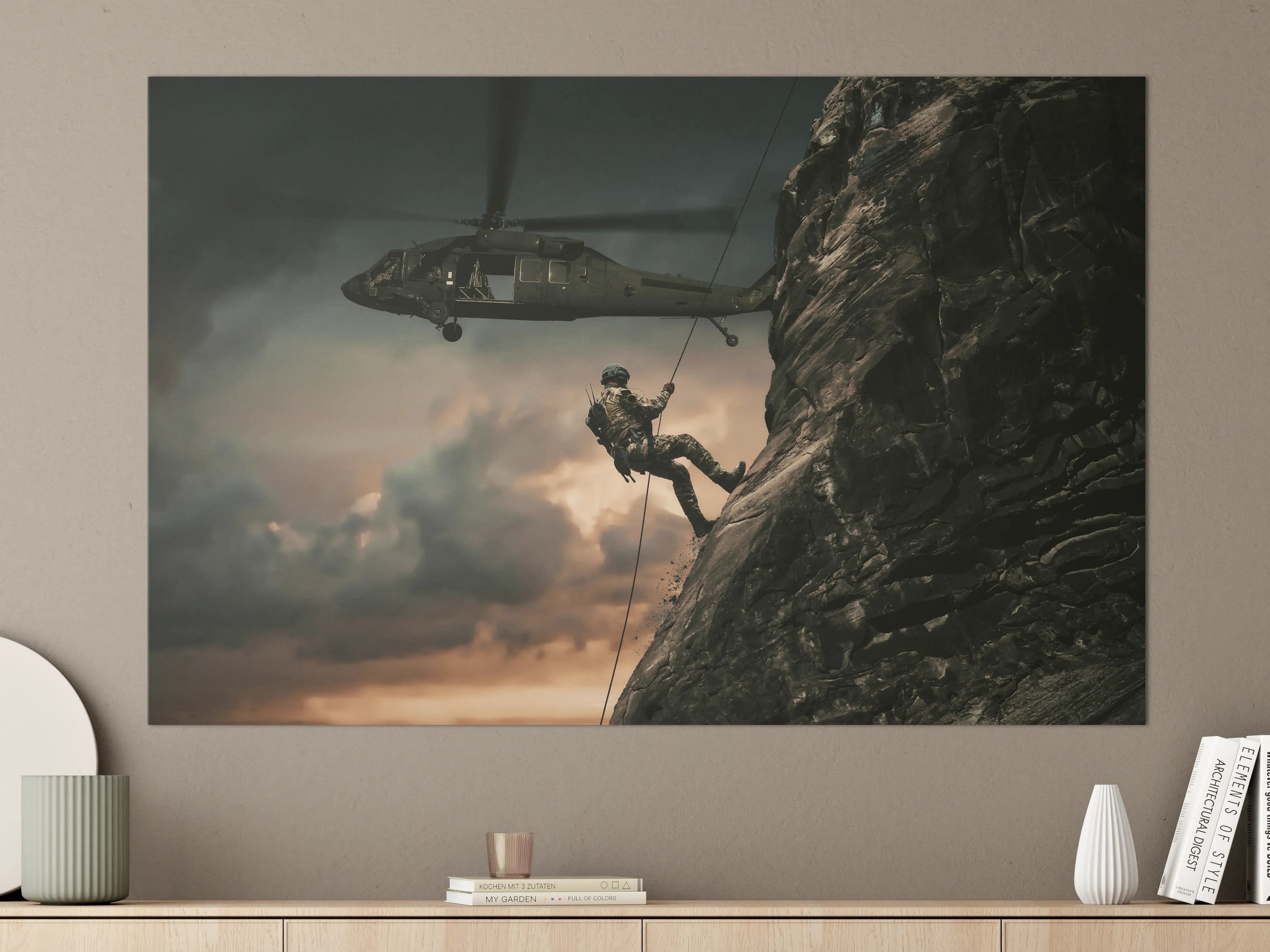 Große Wandbilder - Militärhubschrauber und Truppen