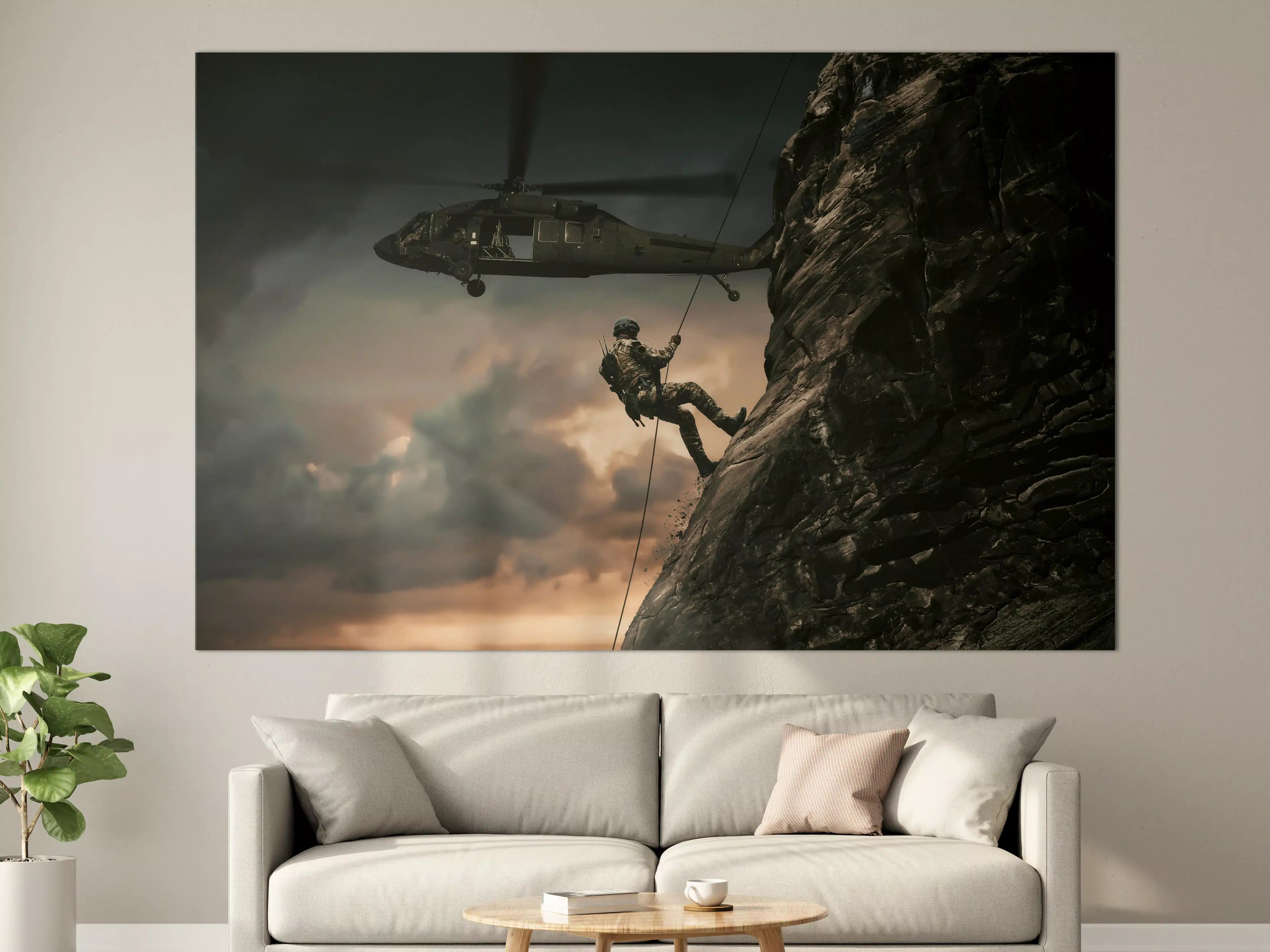 Große Wandbilder - Militärhubschrauber und Truppen