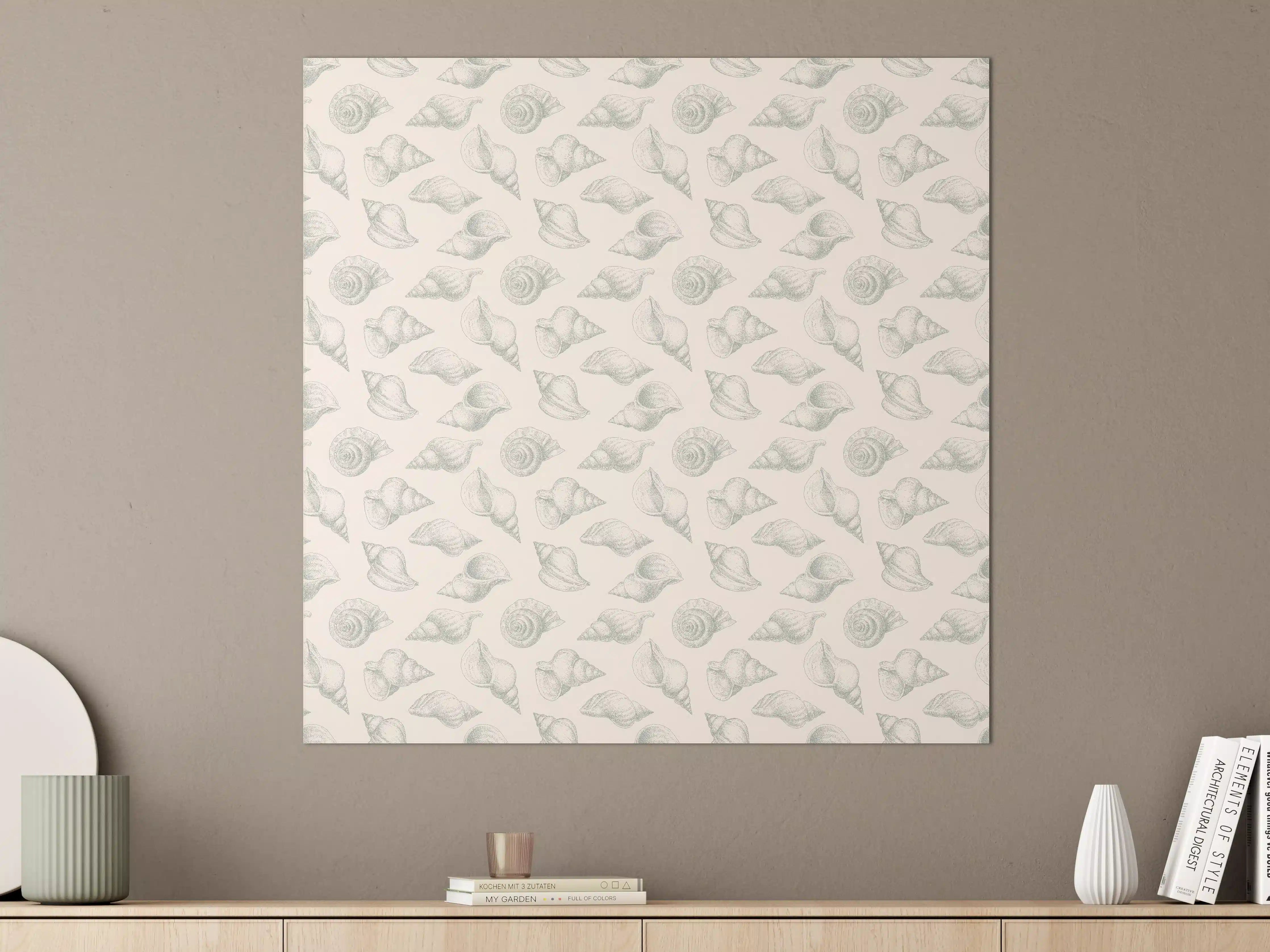 Große Wandbilder - Minimal Muschelmuster Beige-Grau