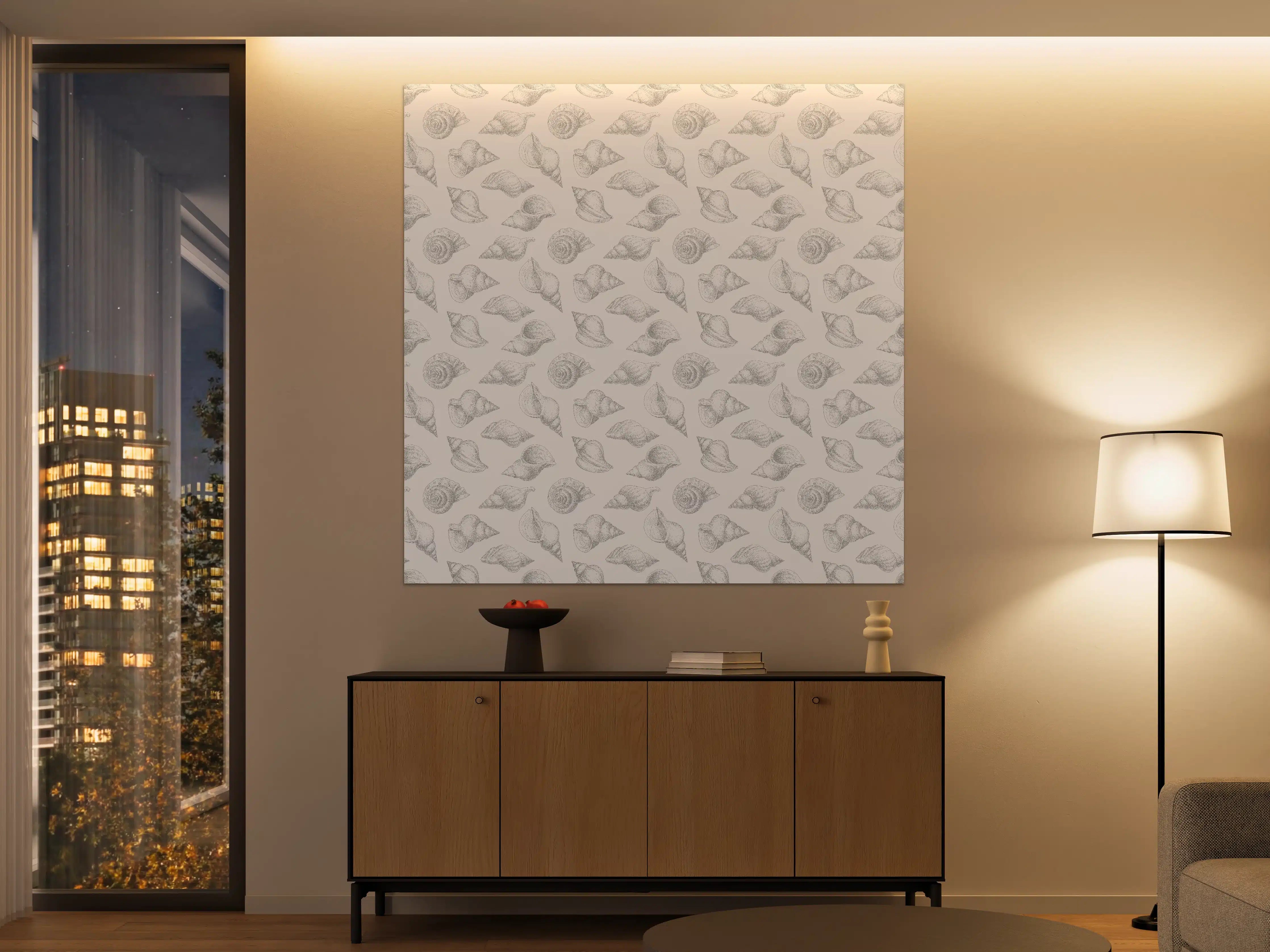 Große Wandbilder - Minimal Muschelmuster Beige-Grau
