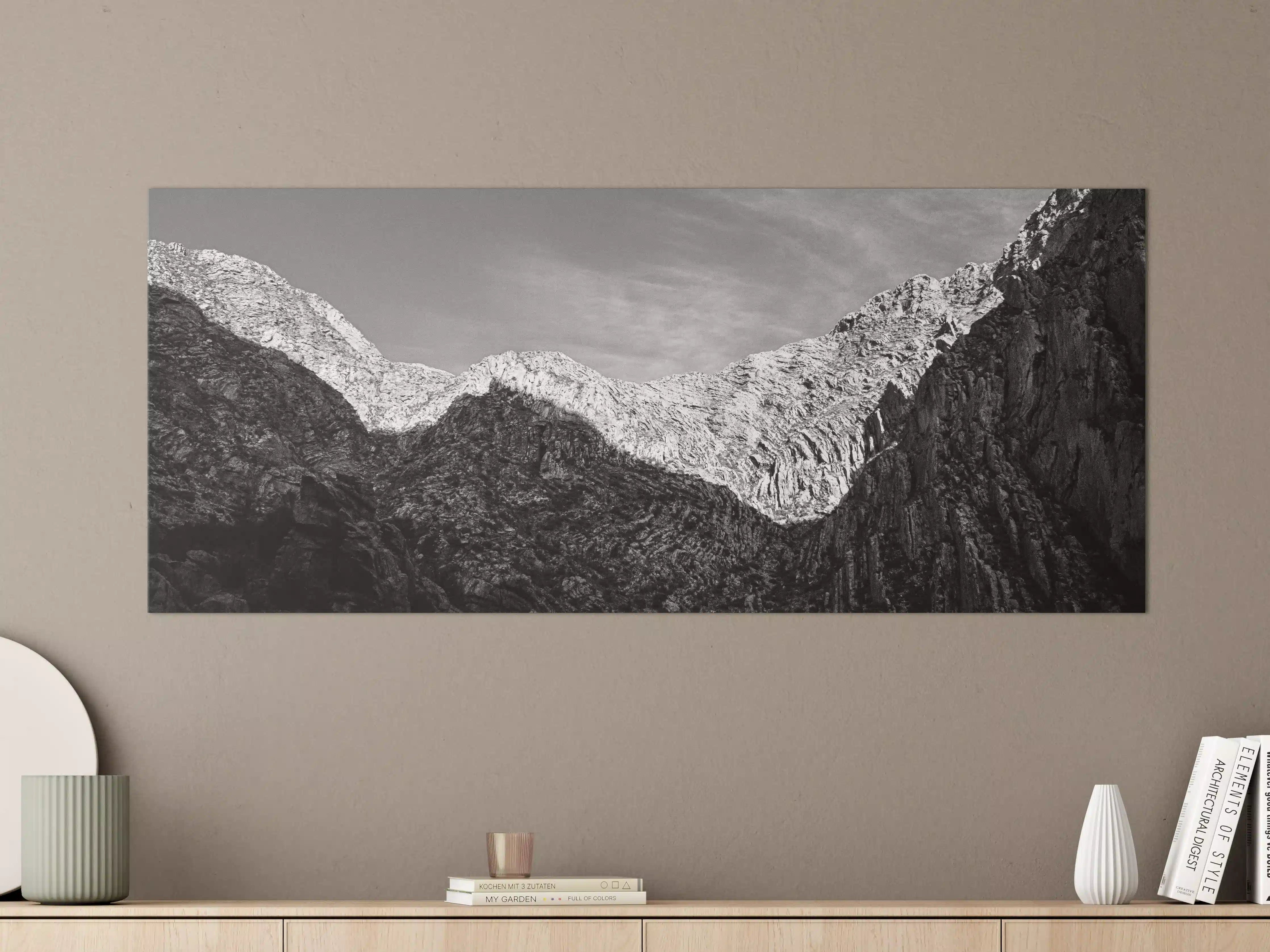 Große Wandbilder - Minimal Schwarz-Weiß Gebirge